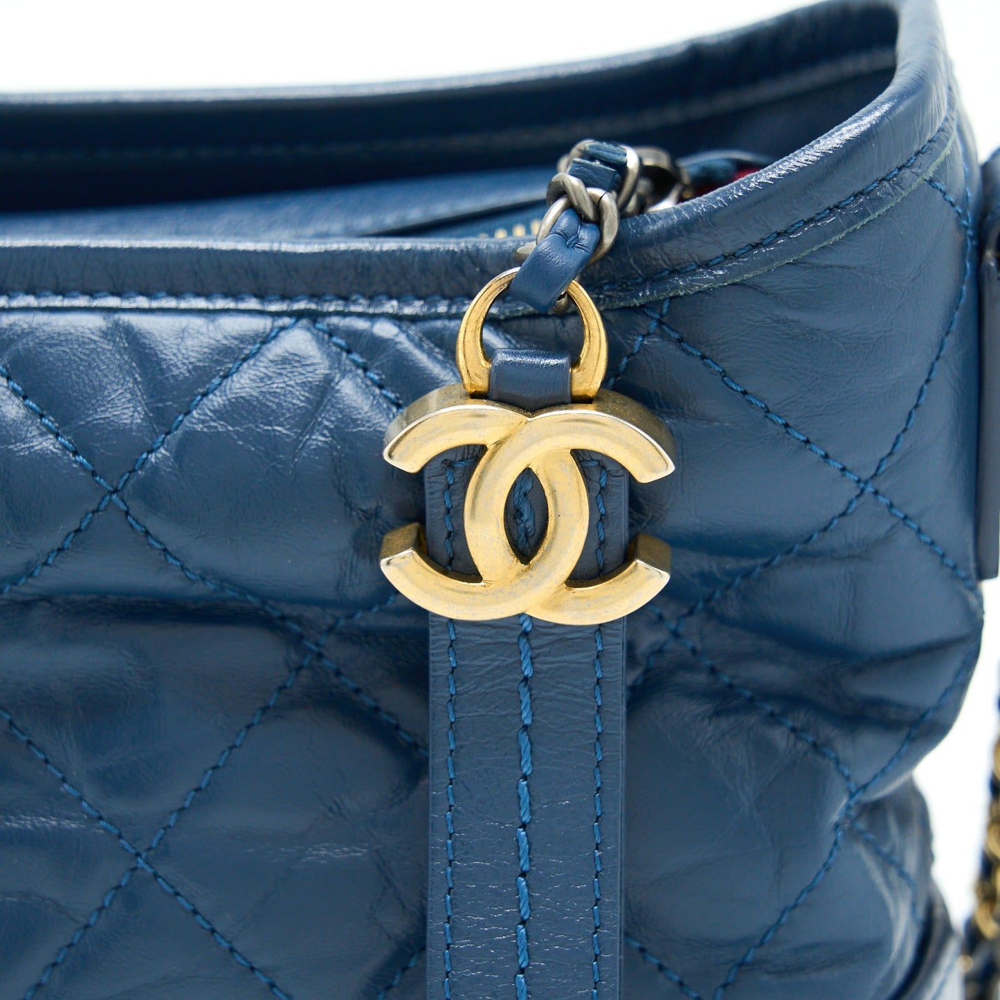 Chanel Small Gabrielle Hobo Bag Blue Multicolour Hardware