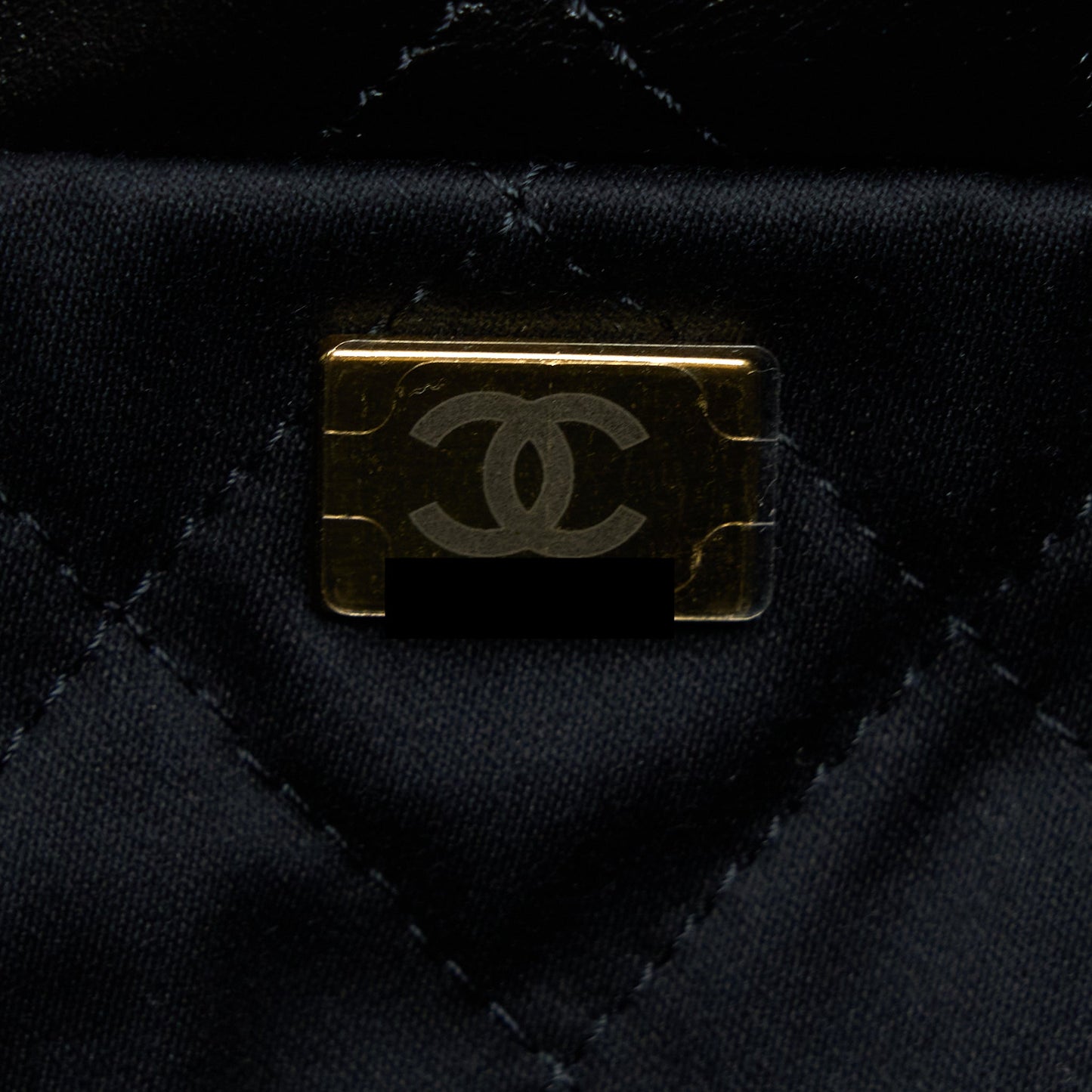 Chanel 22 Bag Medium Shiny Calfskin Black In Gold Letter GHW (Microchip)