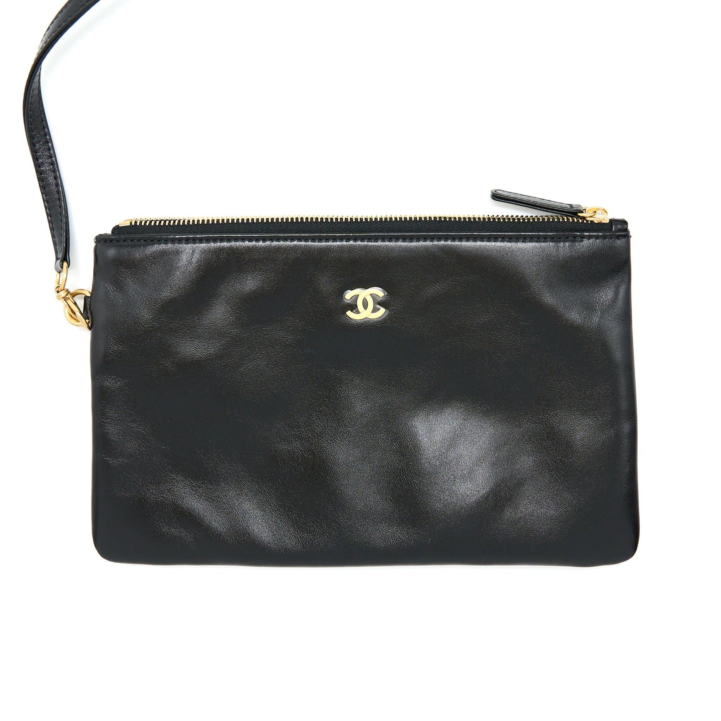 Chanel 22 Bag Medium Shiny Calfskin Black In Gold Letter GHW (Microchip)