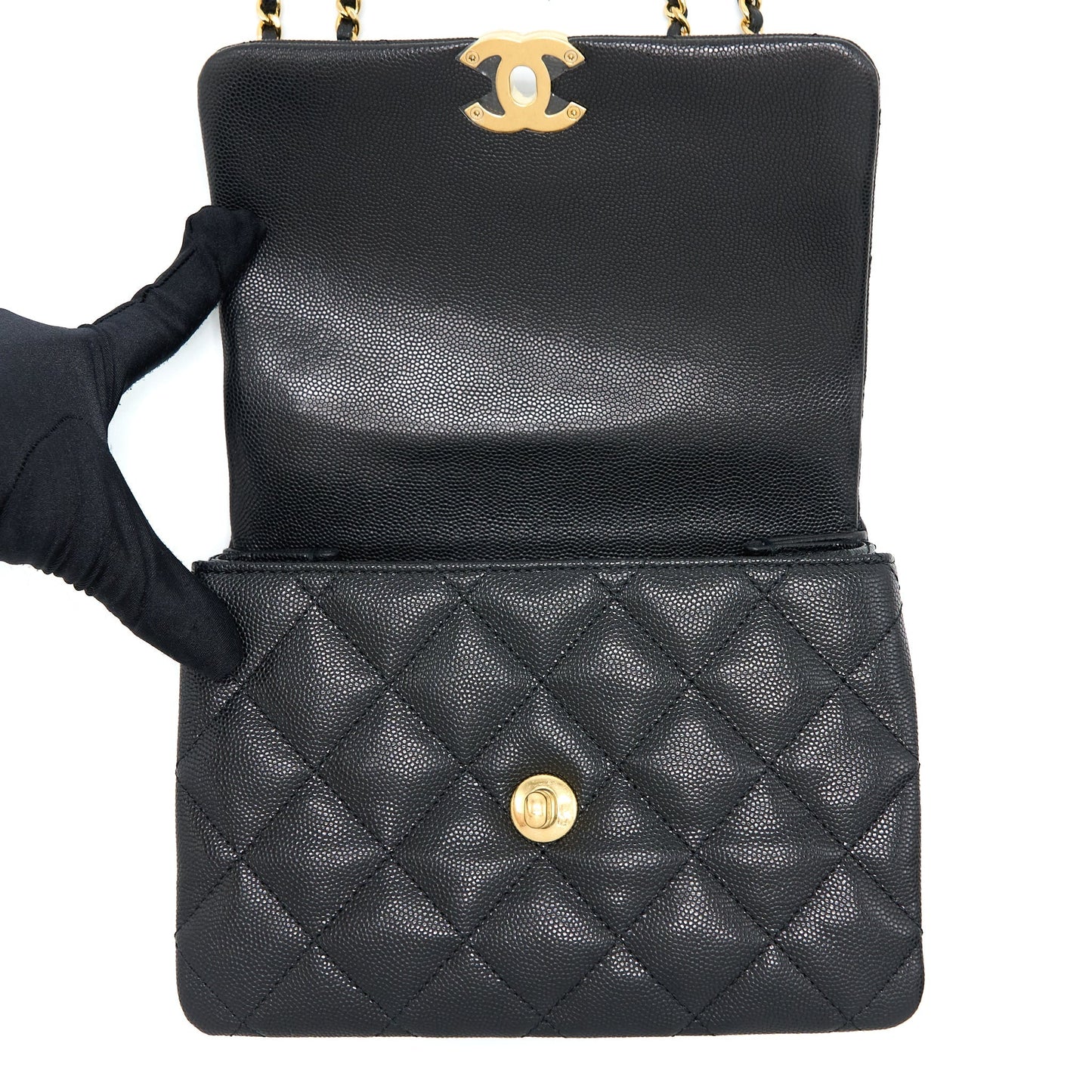Chanel 22K Coco First Flap Bag Grained Calfskin Black GHW(Microchip)