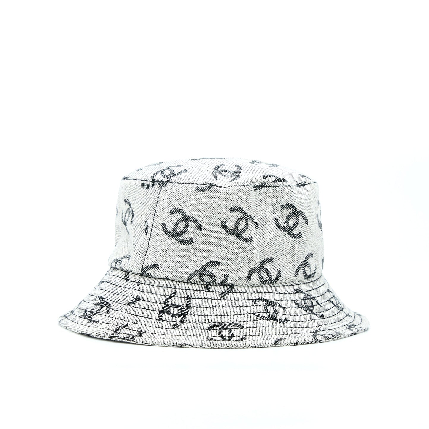 Chanel 22K Size M CC Logo Denim Bucket Hat Blue/Grey