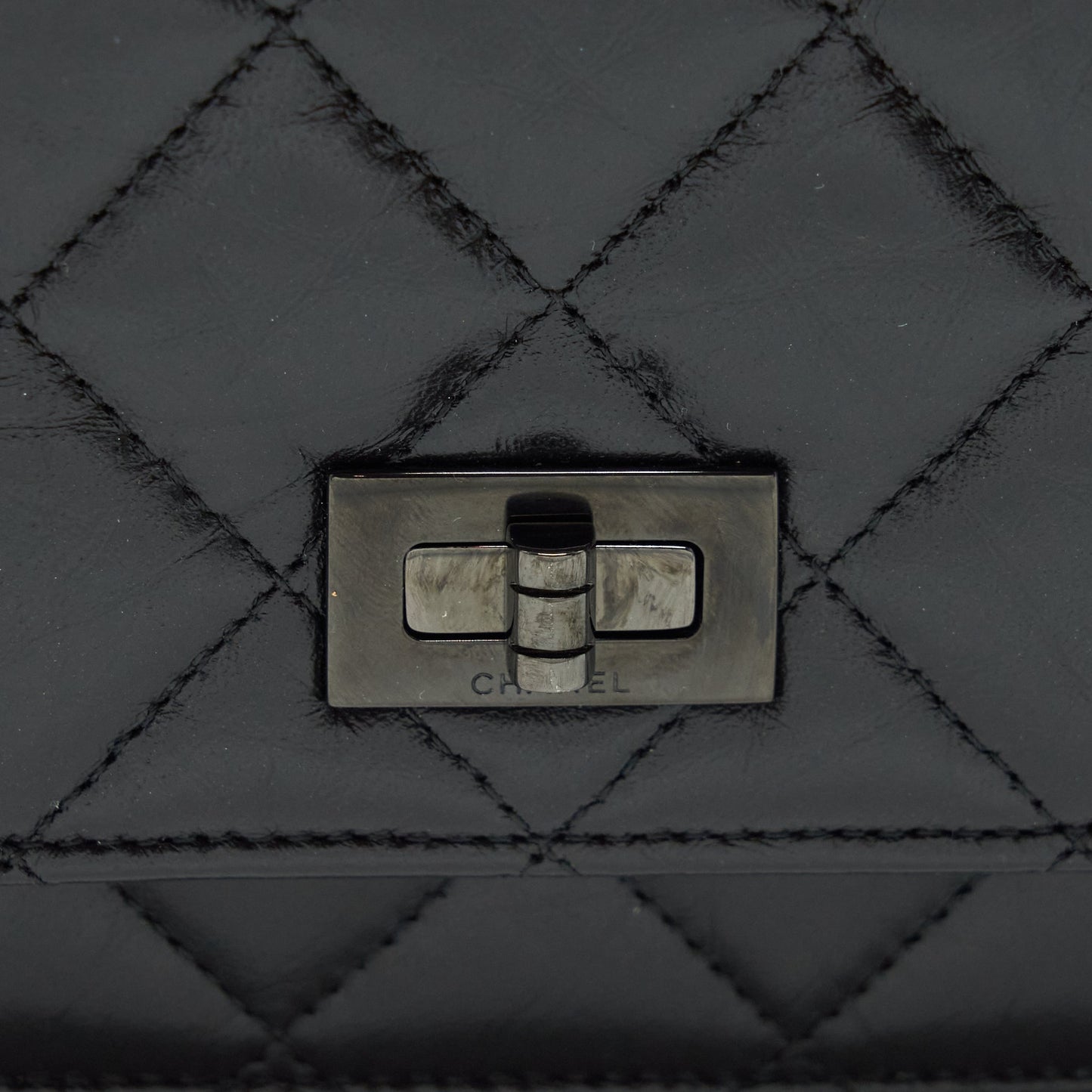 Chanel Reissue Wallet On Chain Aged Calfskin Black with Black Hardware