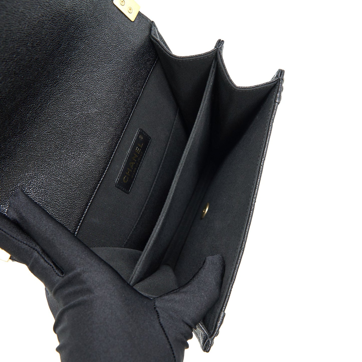 Chanel Vertical Boy Bag Carviar large Black GHW