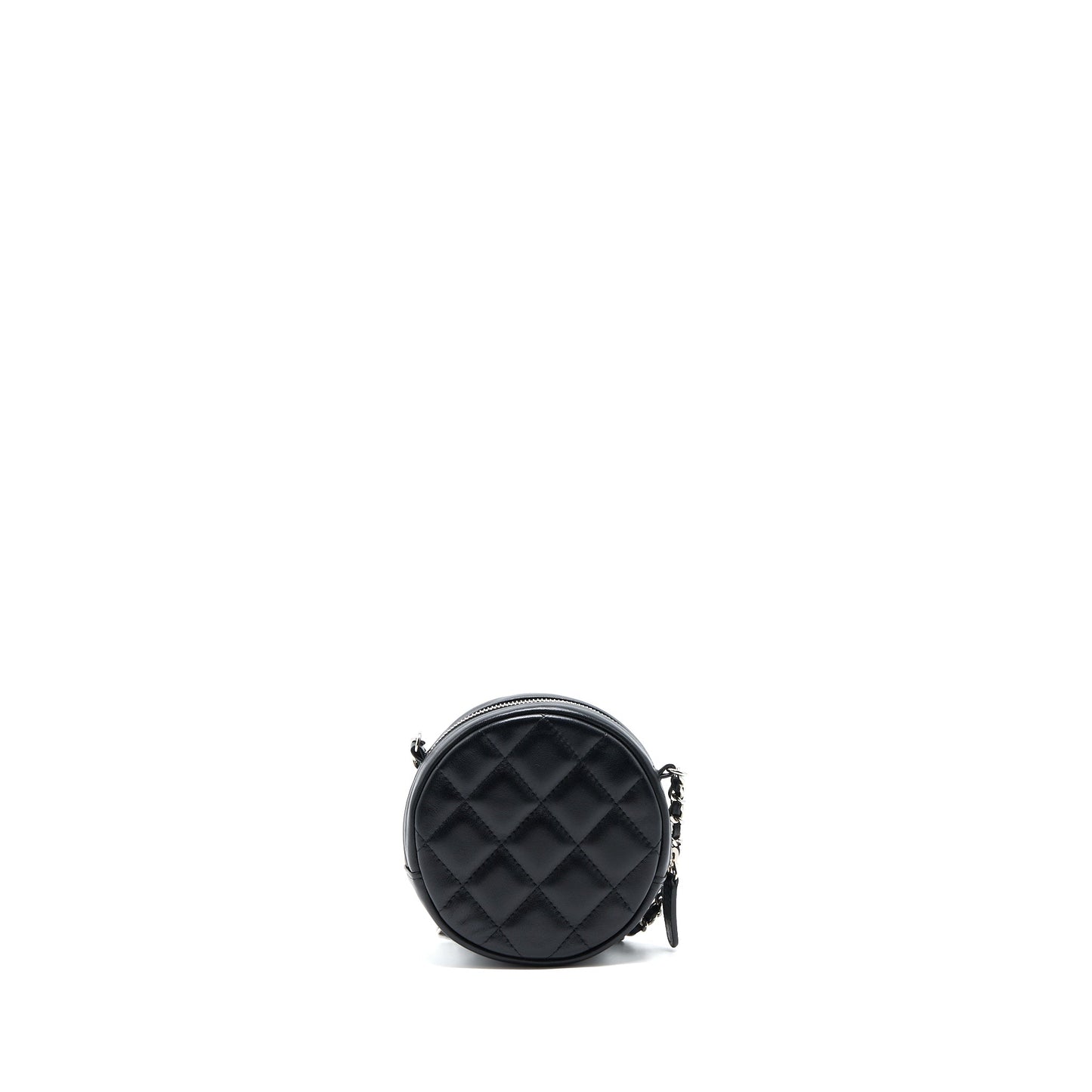 Chanel Round Clutch With Chain Lambskin Black SHW