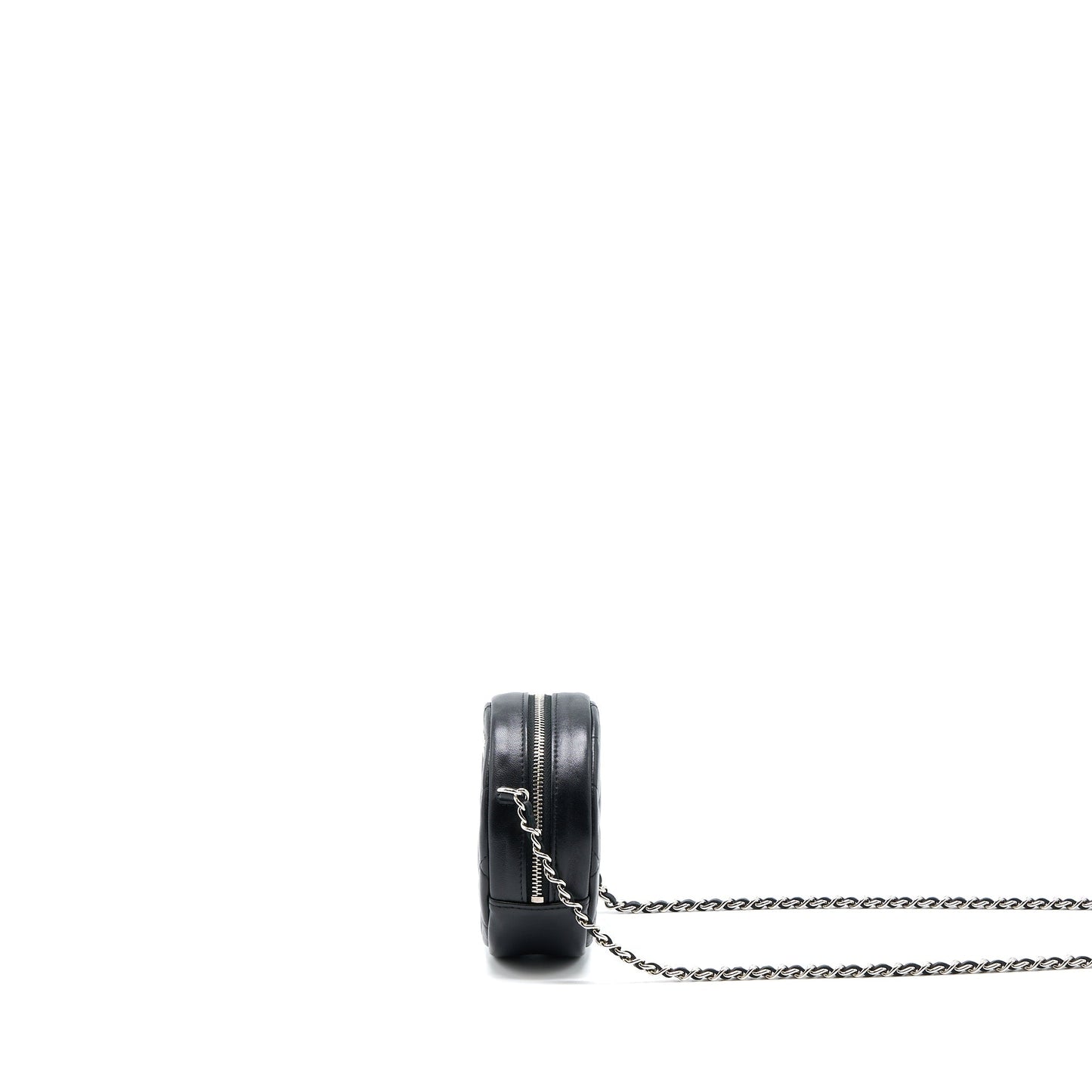 Chanel Round Clutch With Chain Lambskin Black SHW