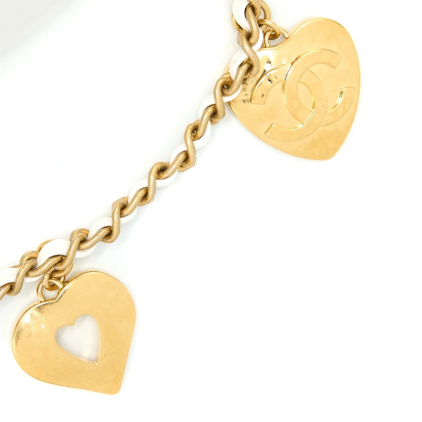 Chanel Quilted Flap Bag With Heart Charm Chain Lambskin White GHW(Microchip)