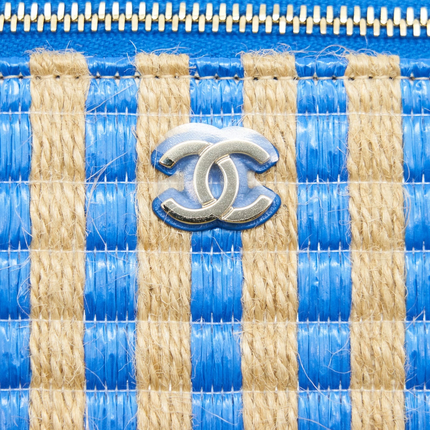 Chanel Vanity with Chain Blue & Beige