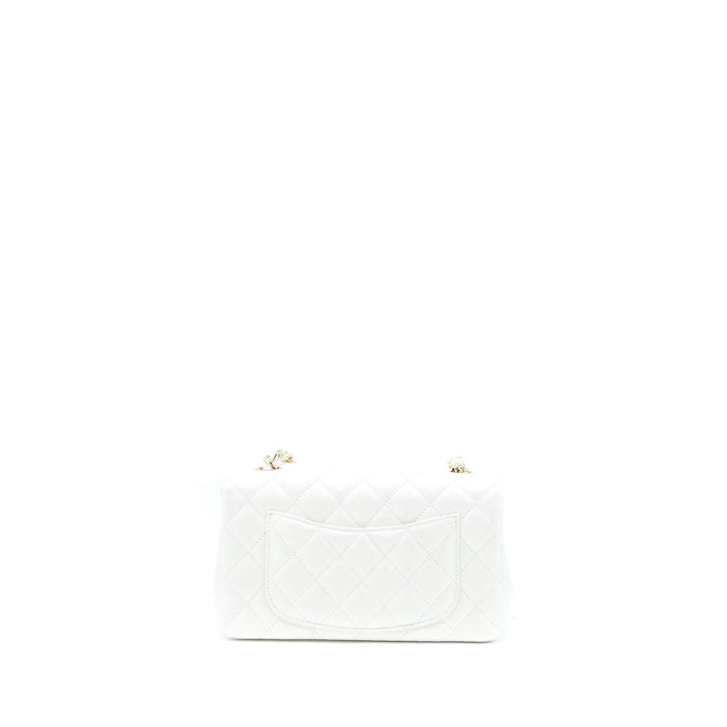 Chanel Classic Mini Rectangular Flap Bag Calfskin Iridescent White LGHW