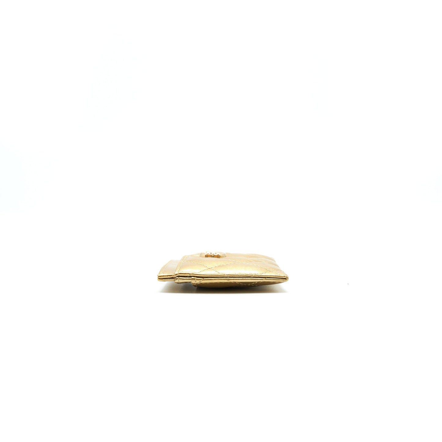 Chanel Quilted Card Holder Lambskin Gold Colour with Gold and Pearl CC Logo