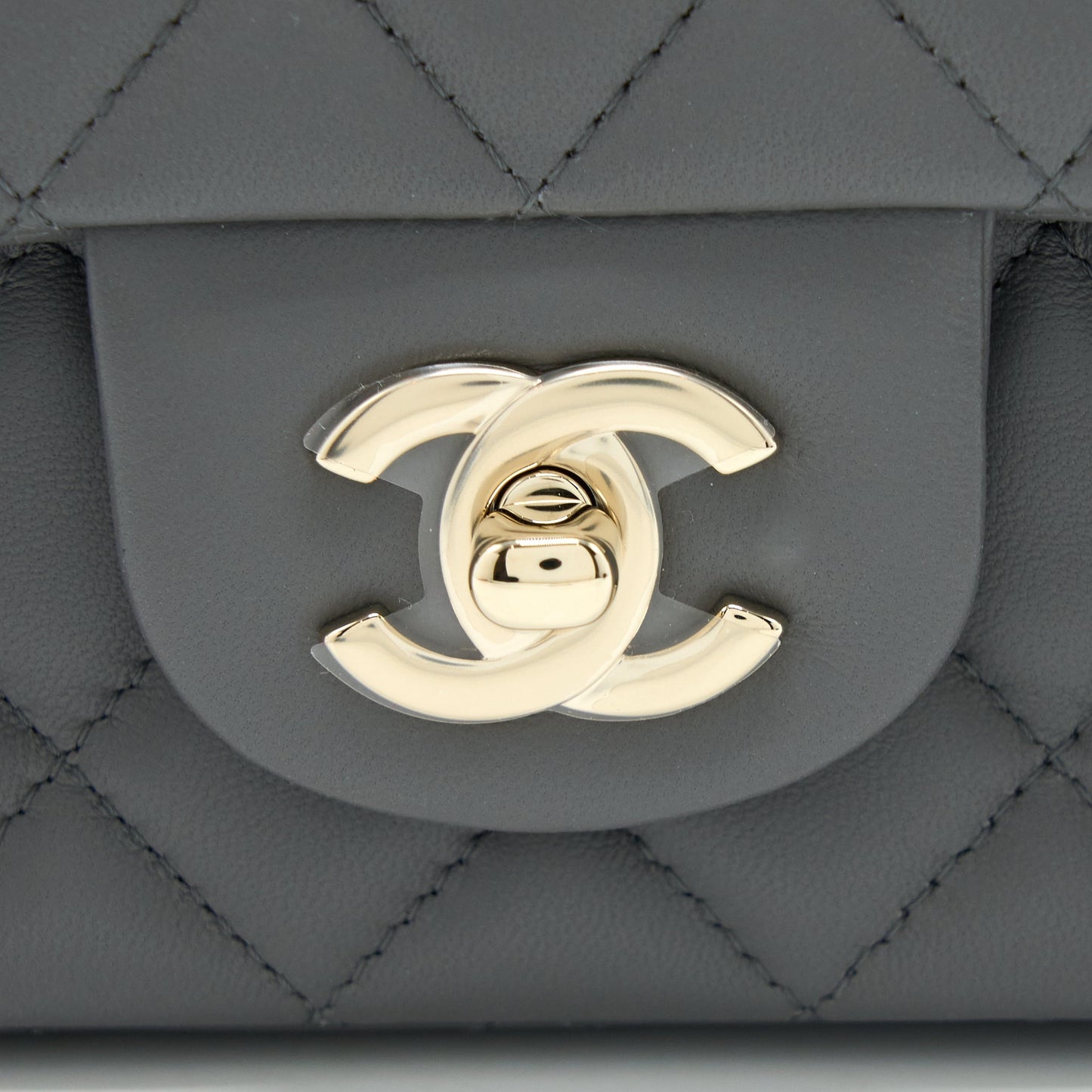 Chanel 22A Mini Rectangular Flap Bag Lambskin Grey LGHW (Microchip)