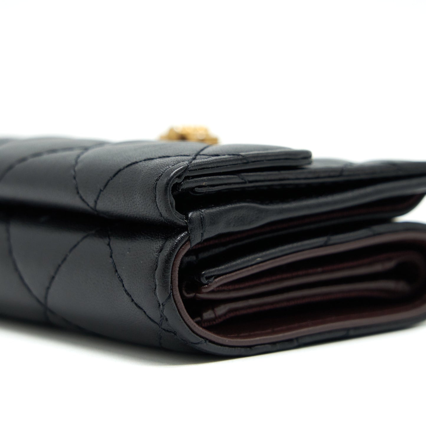 Chanel 2.55 Small Compact Wallet Black GHW