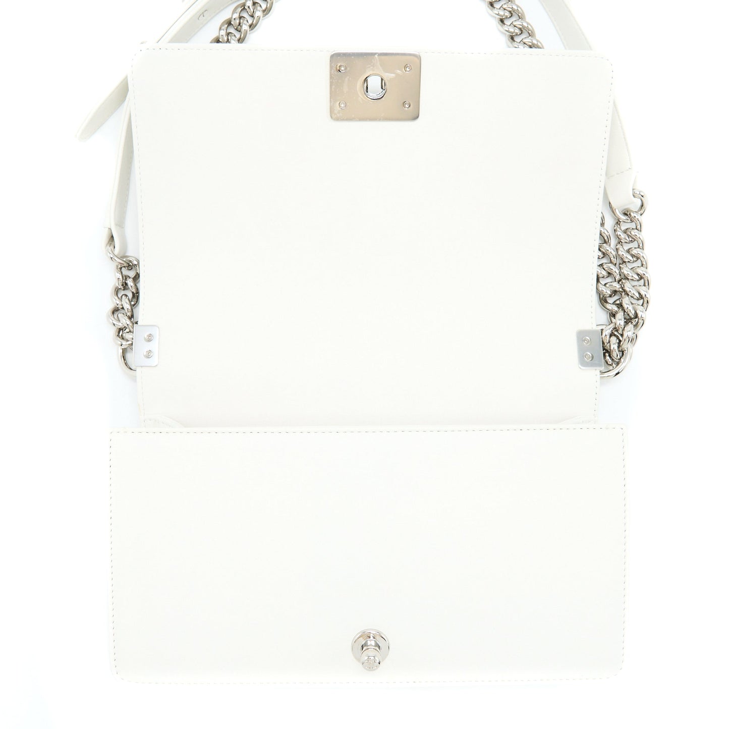 Chanel Medium Boy Bag Chevron Limited Lambskin With Pearl White SHW