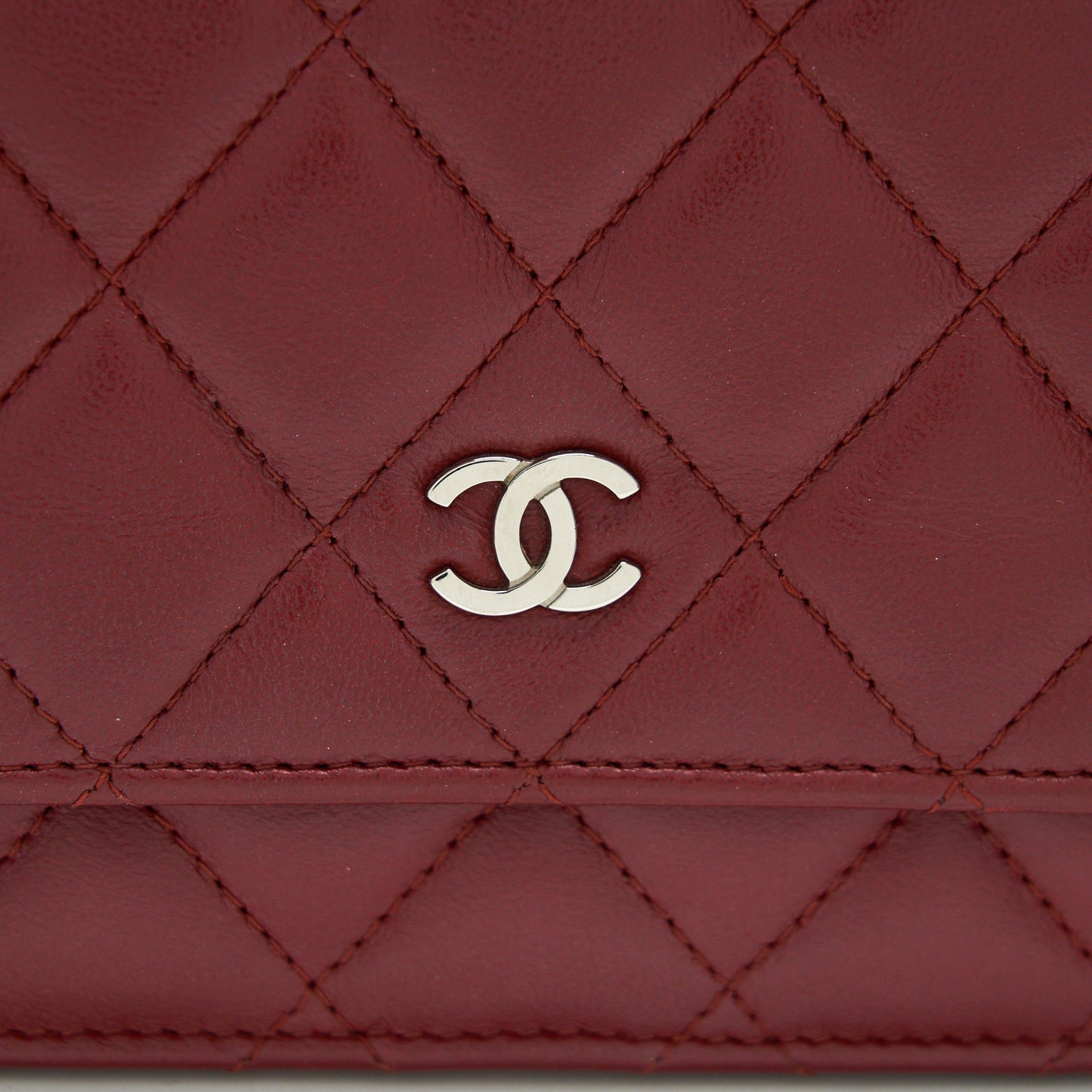 Chanel Classic Wallet On Chain Lambskin Dark Red SHW