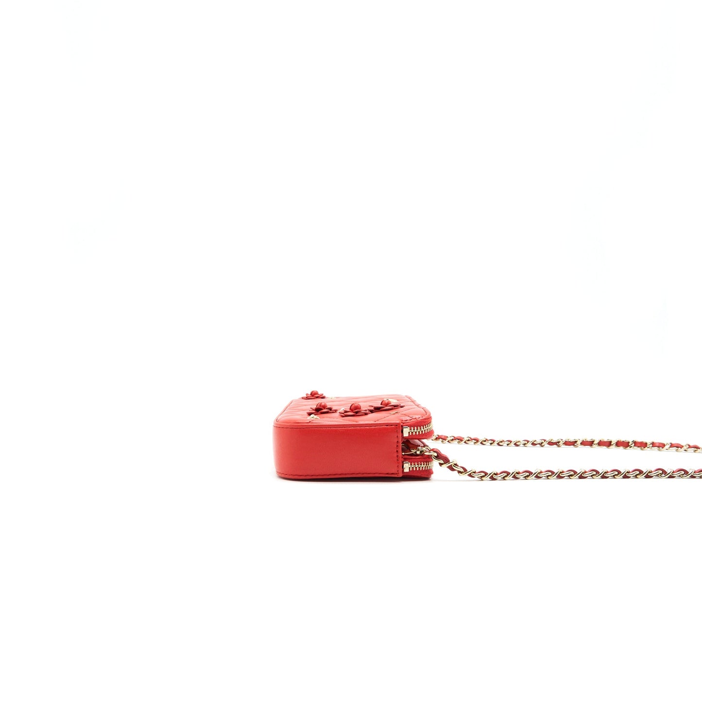 CHANEL RED DOUBLE ZIP WALLET ON CHAIN SPECIAL EDITION IN RED