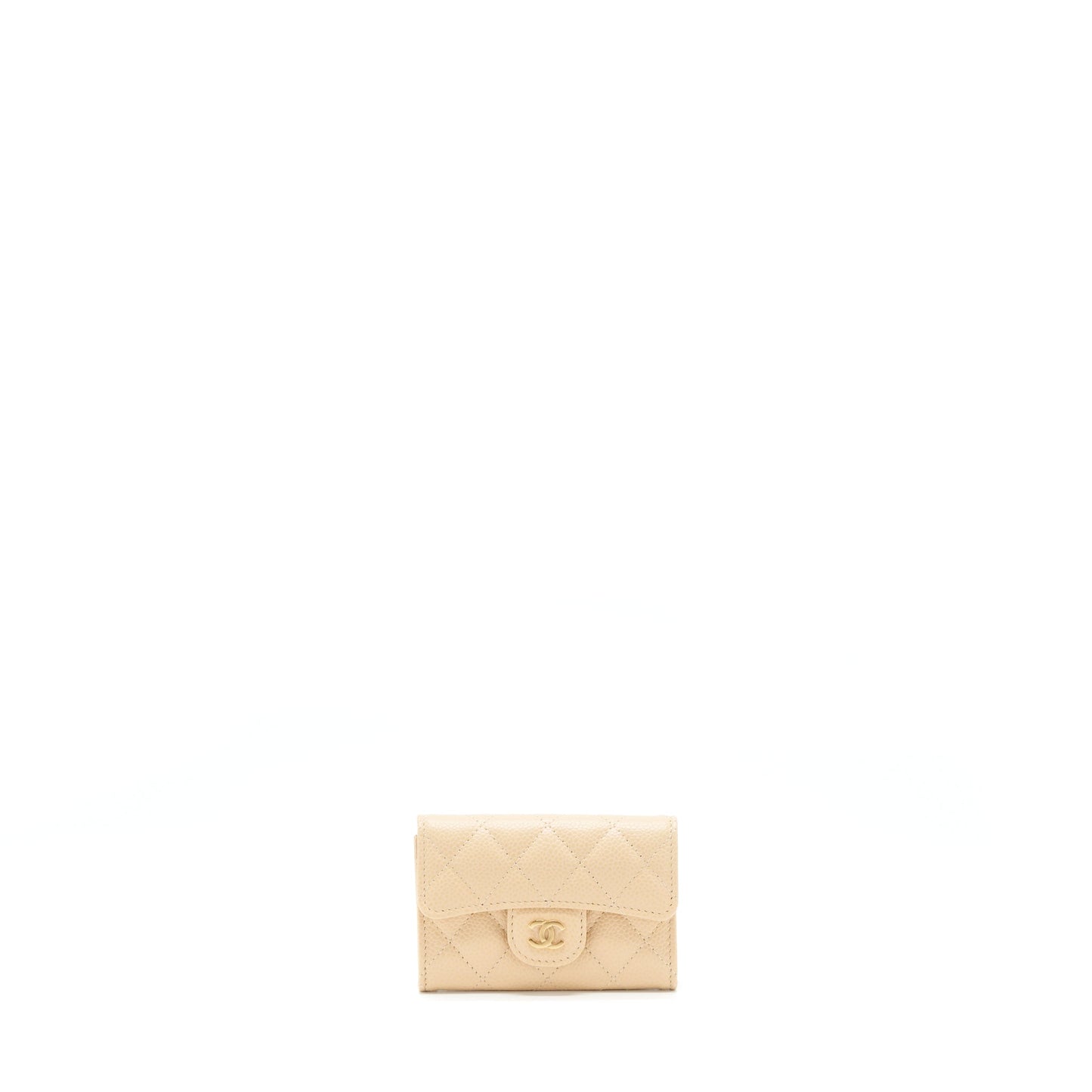 Chanel Classic Mini Flap Cardholder Caviar Beige GHW