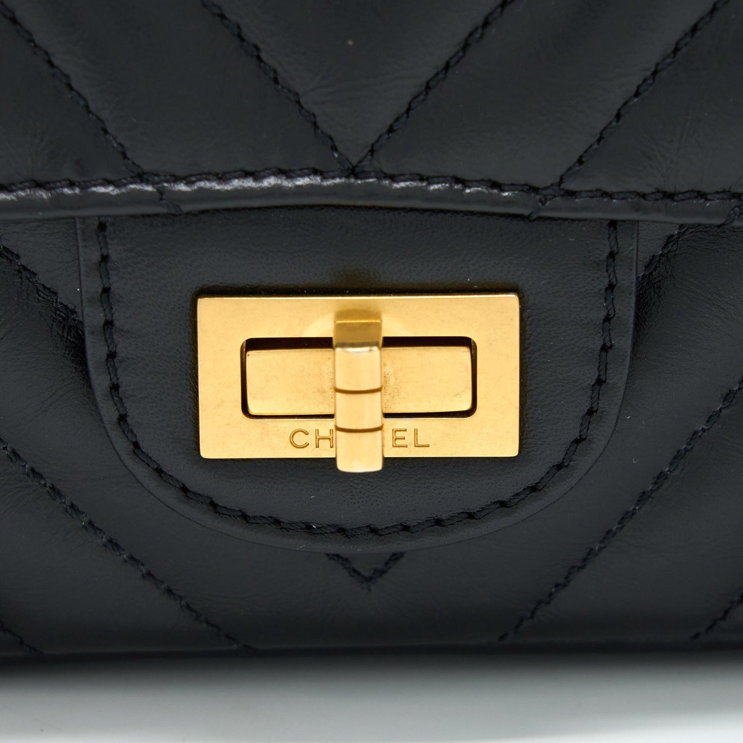 Chanel 2.55 Reissue Mini Chevron Flap Bag Aged Calfskin Black GHW