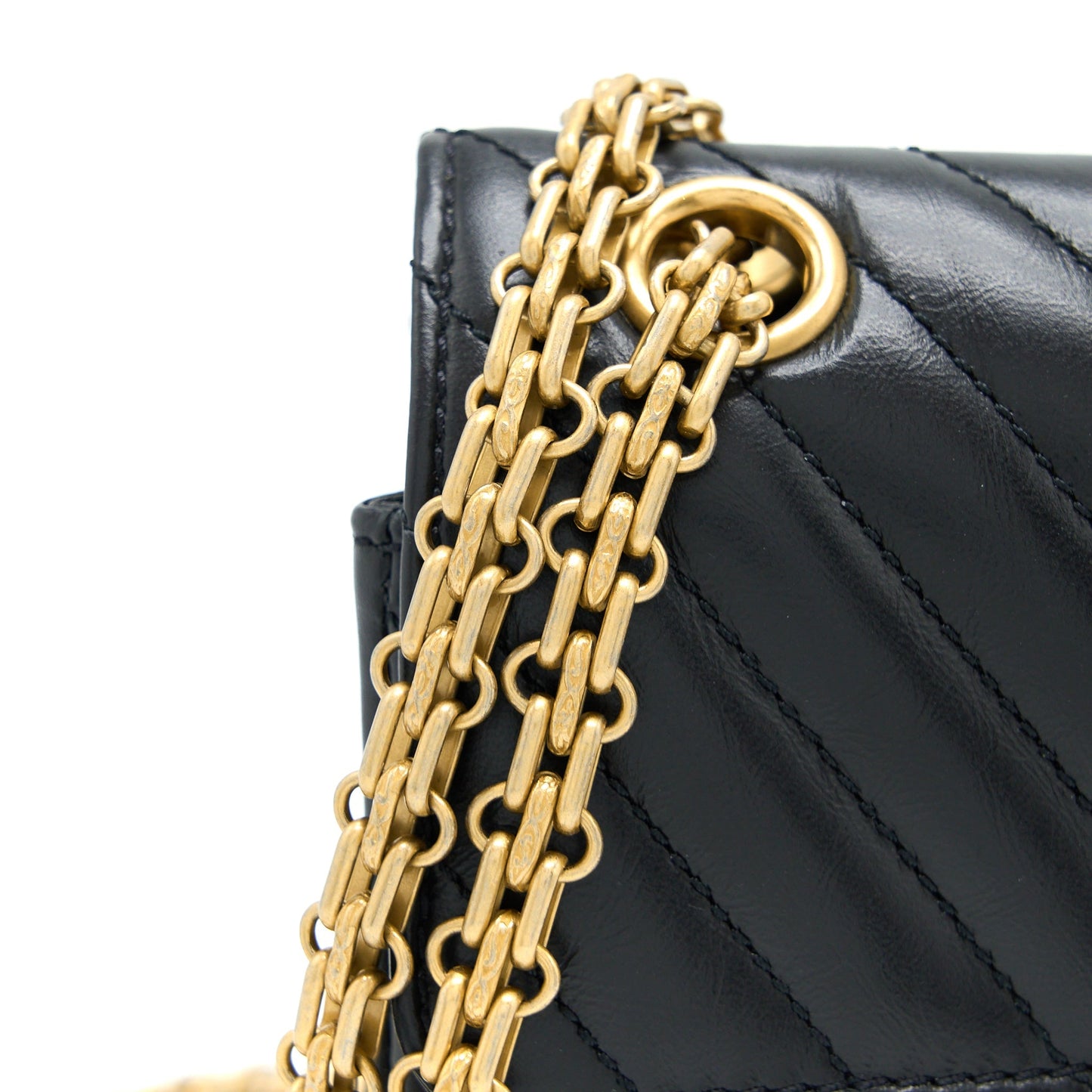 Chanel 2.55 Reissue Mini Chevron Flap Bag Aged Calfskin Black GHW