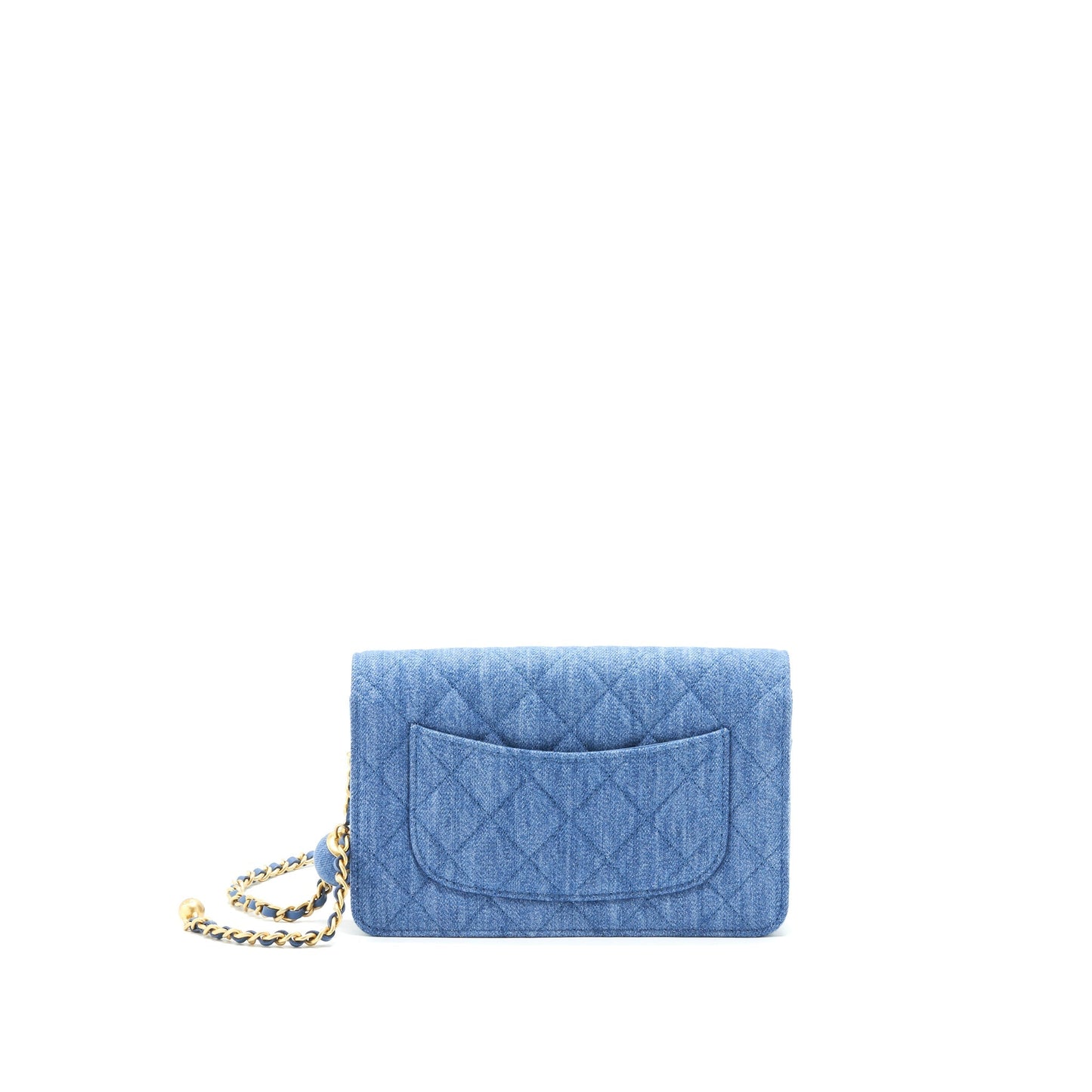 Chanel 22C Pearl Crush Wallet On Chain Denim GHW