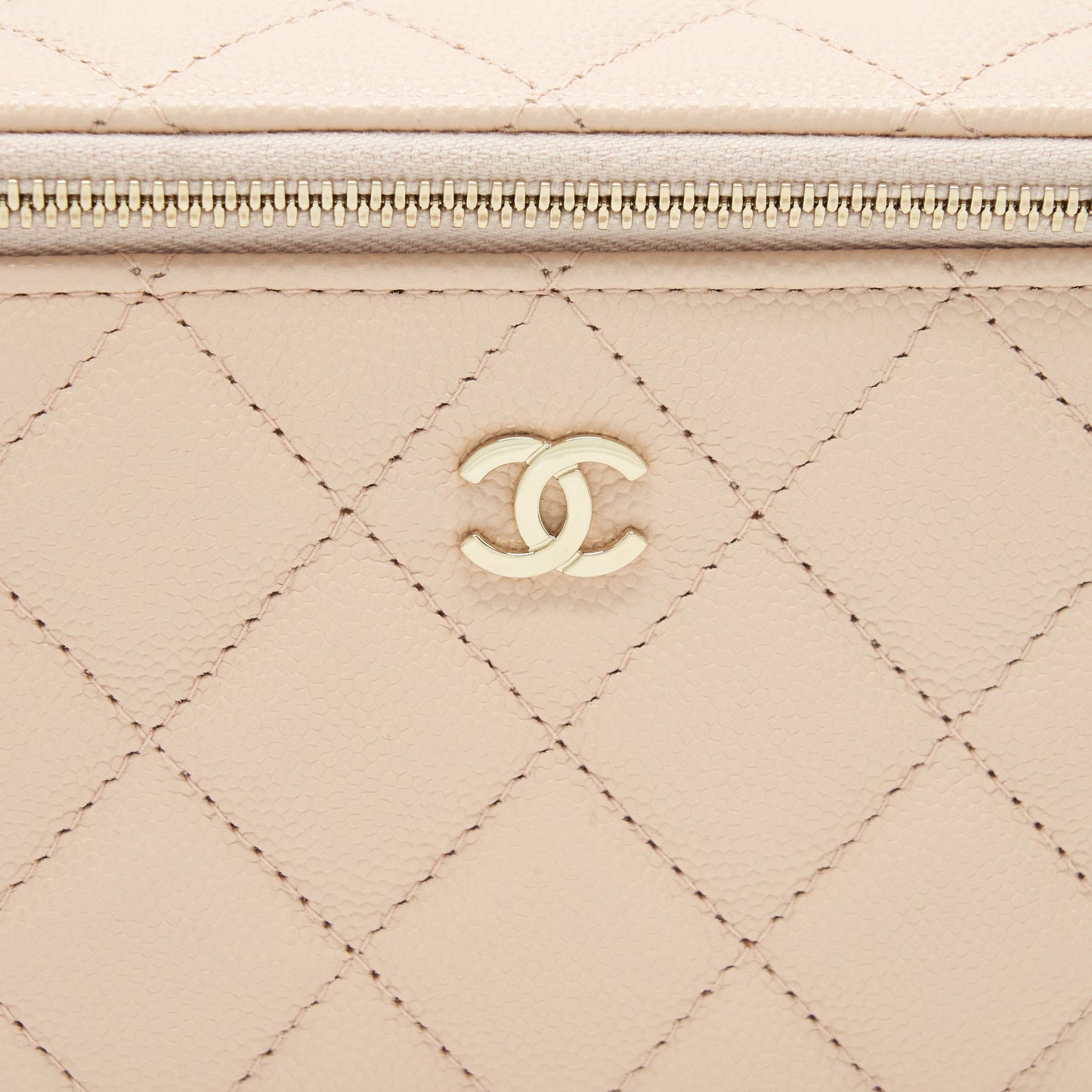 Chanel Long Vanity With Chain Caviar Beige LGHW