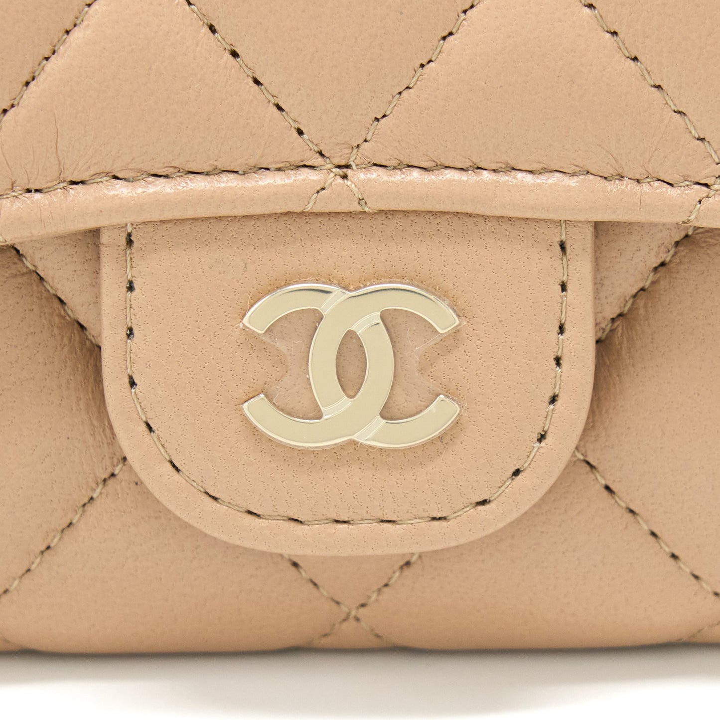 Chanel Classic Flap Card Holder Lambskin Beige LGHW