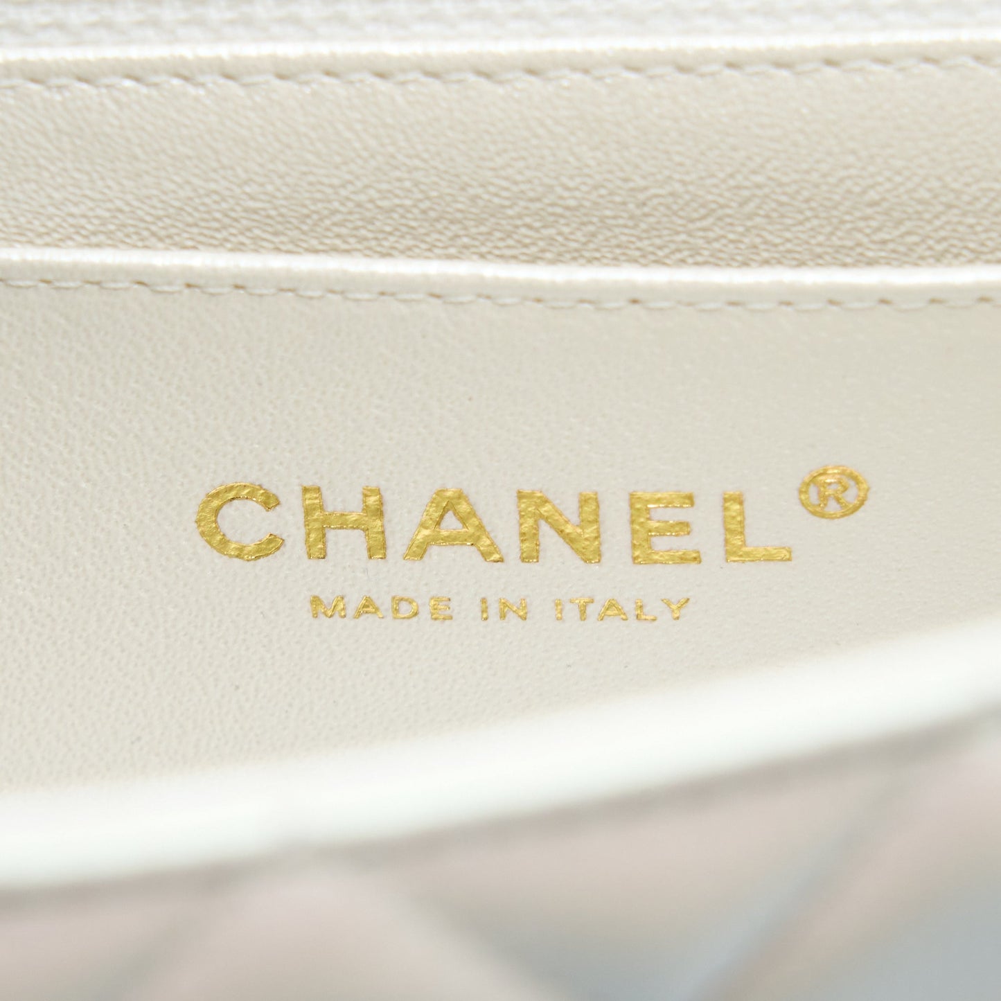 Chanel Classic Mini Rectangular Flap Bag Calfskin Iridescent White LGHW