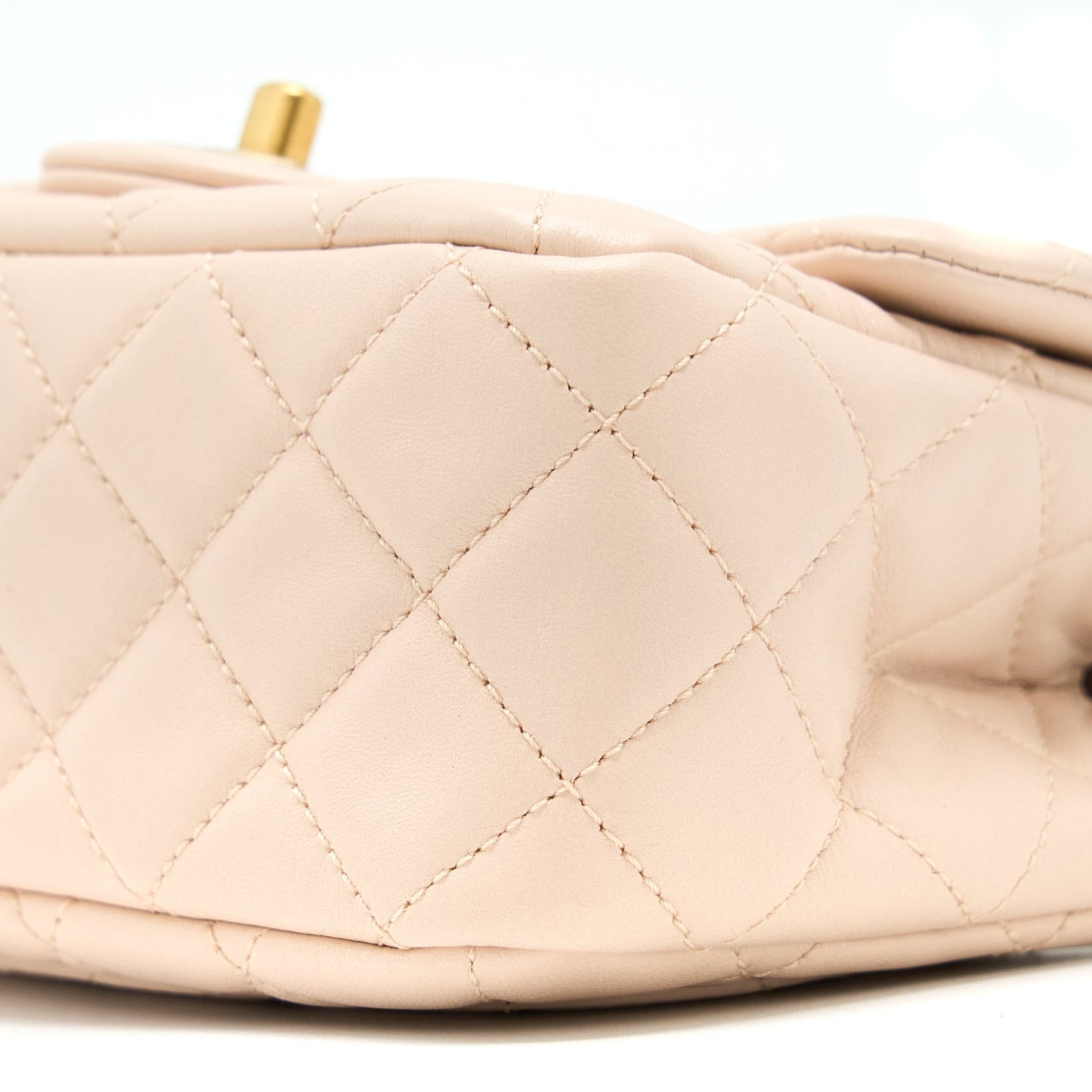 Chanel 22C Pearl Crush Mini Square Flap Bag Lambskin Light Beige GHW
