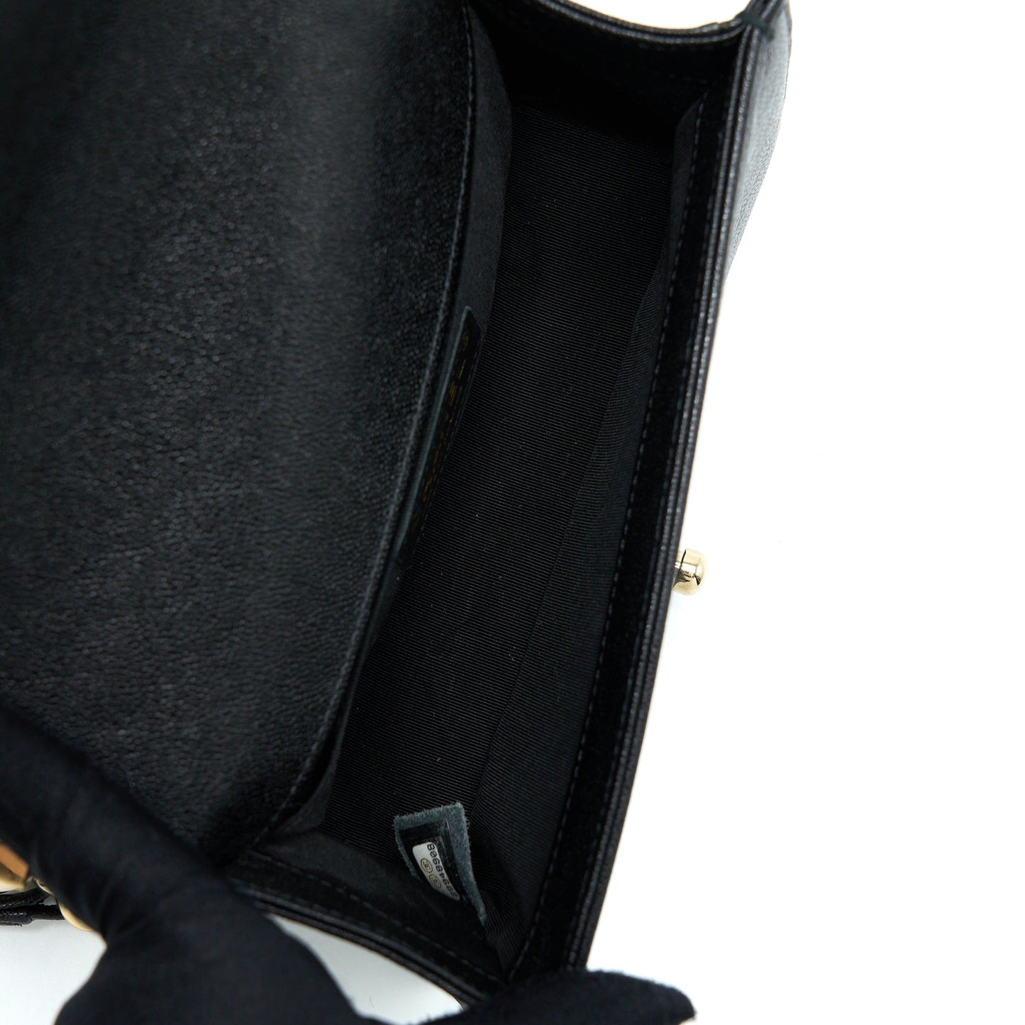 Chanel Small Boy Bag Chevron Caviar Black LGHW
