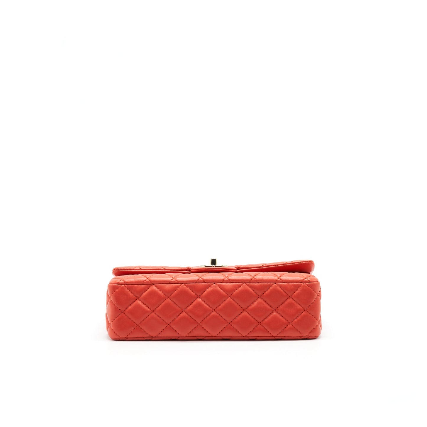 CHANEL CLASSIC MEDIUM DOUBLE FLAP LAMBSKIN IN CORAL LGHW