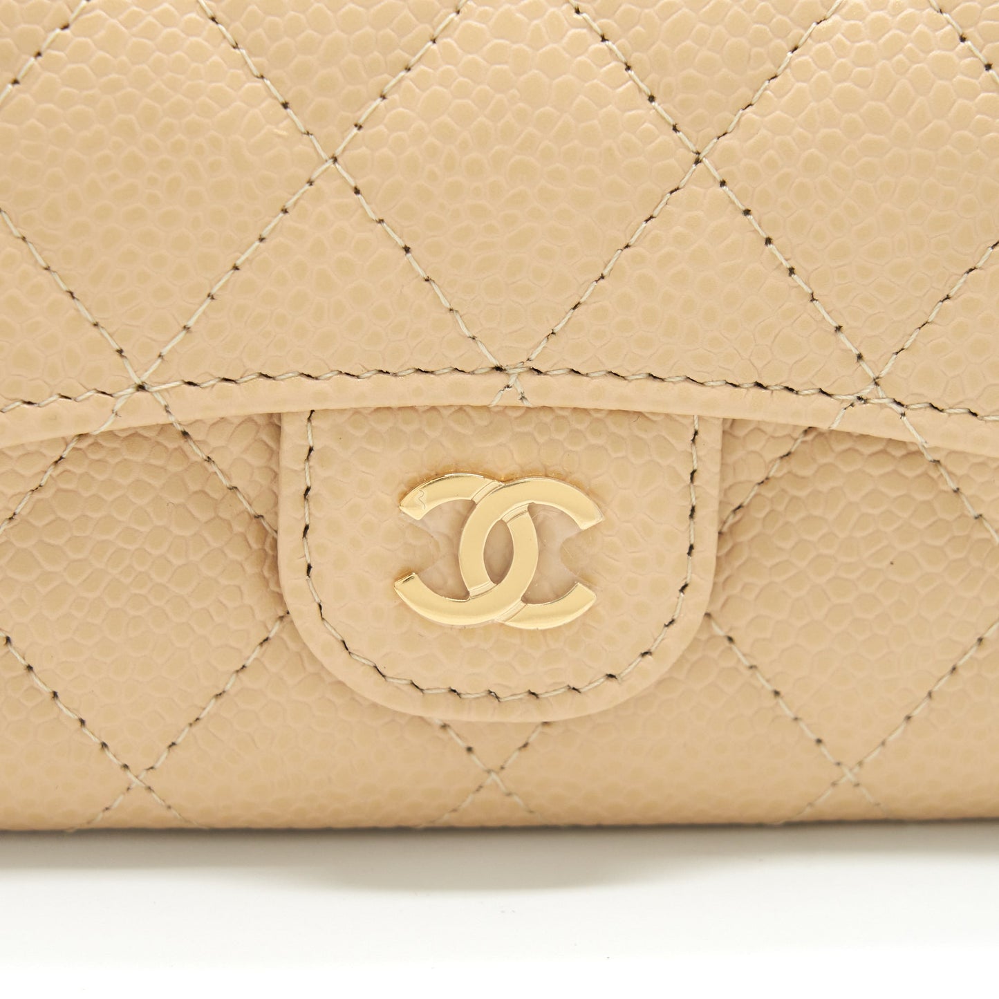 Chanel Classic Mini Flap Cardholder Caviar Beige GHW