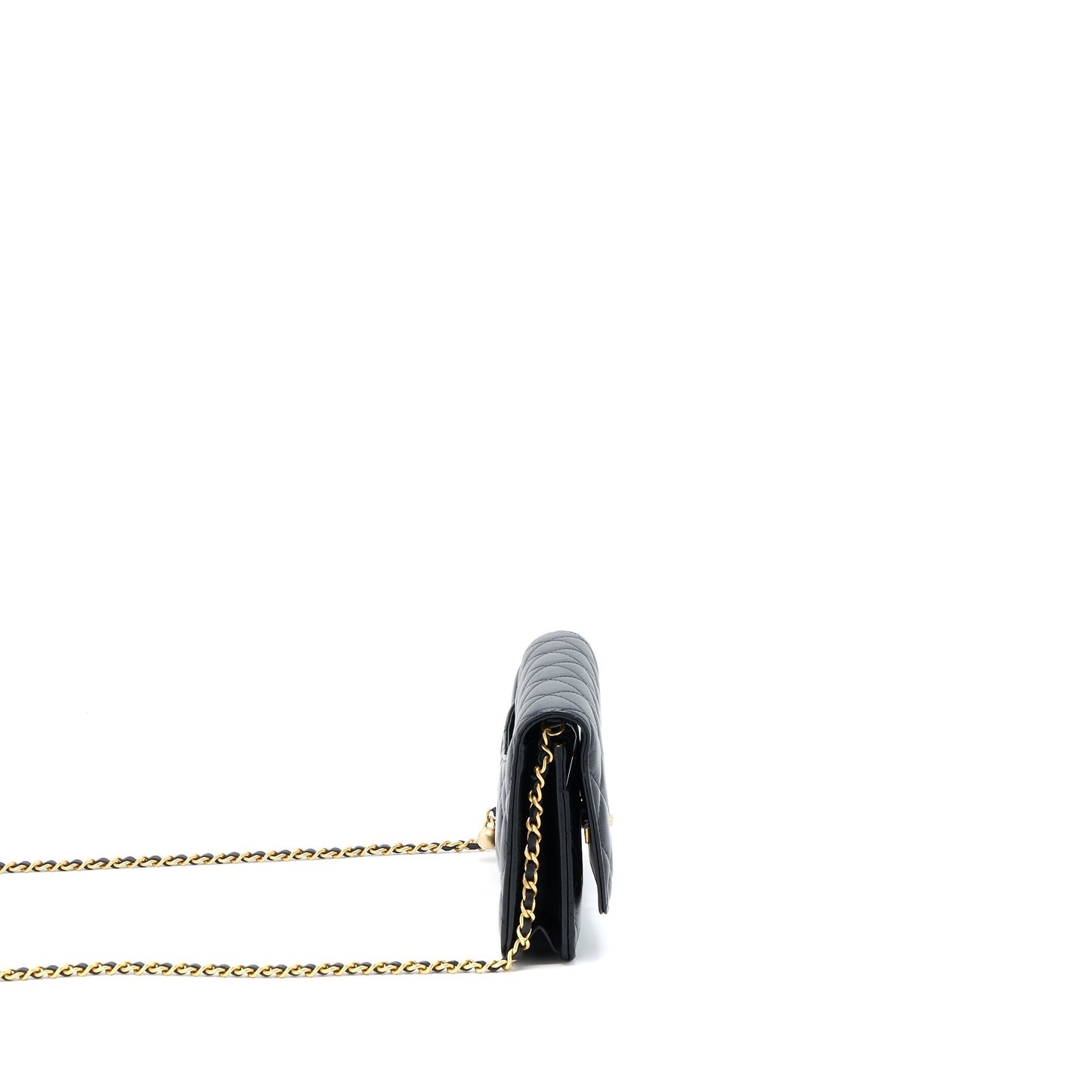 Chanel Pearl Crush Wallet on Chain Lambskin Black GHW (Microchip)