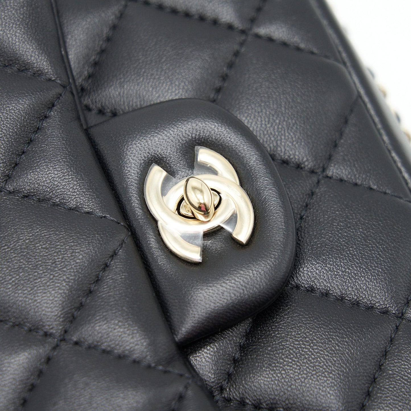 Chanel Logo Pearl Chain Mini Flap Bag GHW