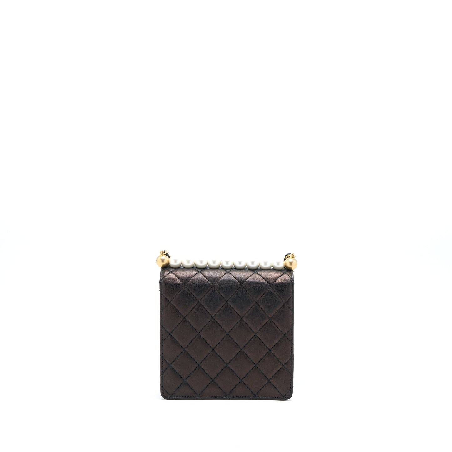 Chanel Vertical Pearl Flap Bag Goatskin Black GHW