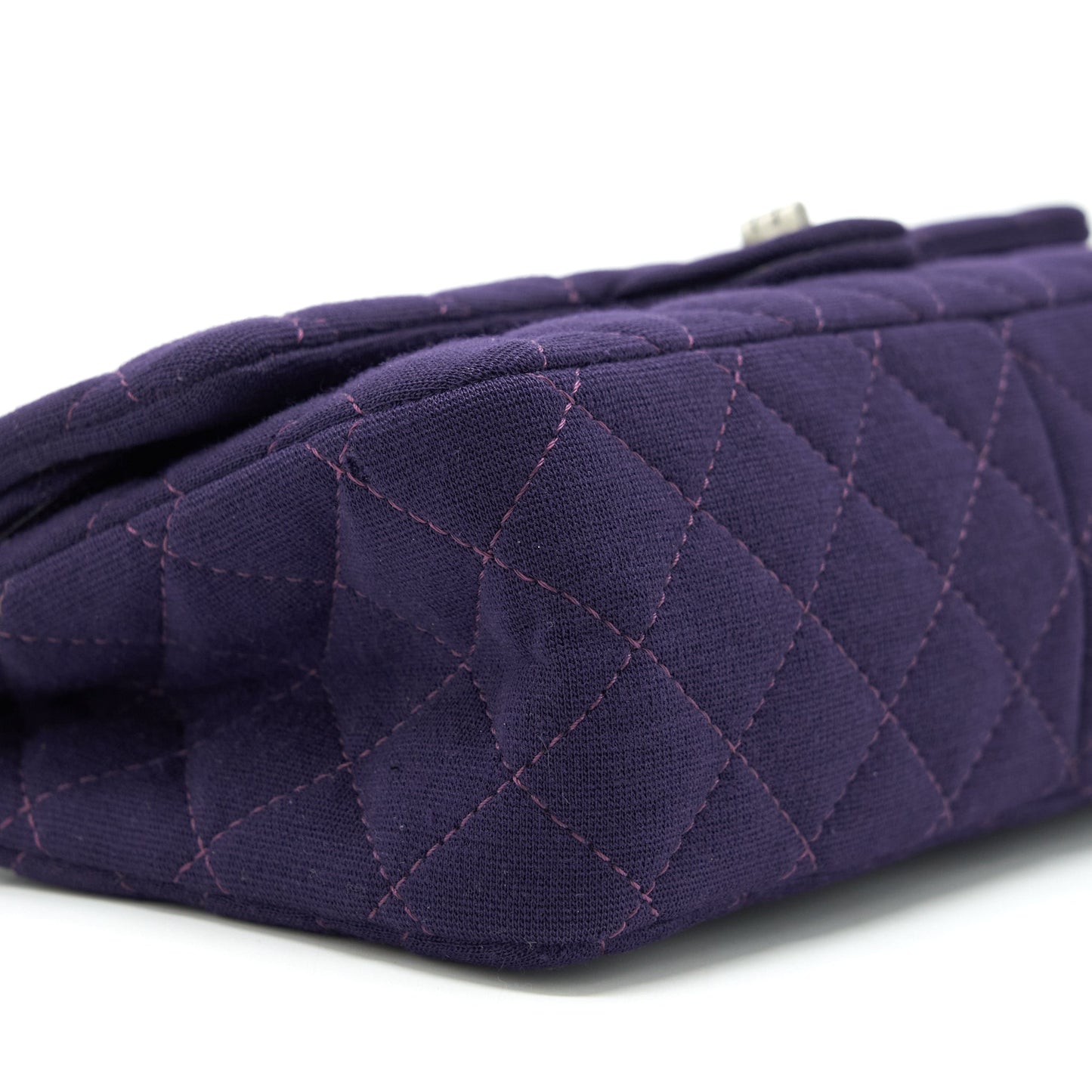 Chanel 2.55 Reissue 226 Double Flap Bag Fabric Purple Ruthenium Sliver Hardware
