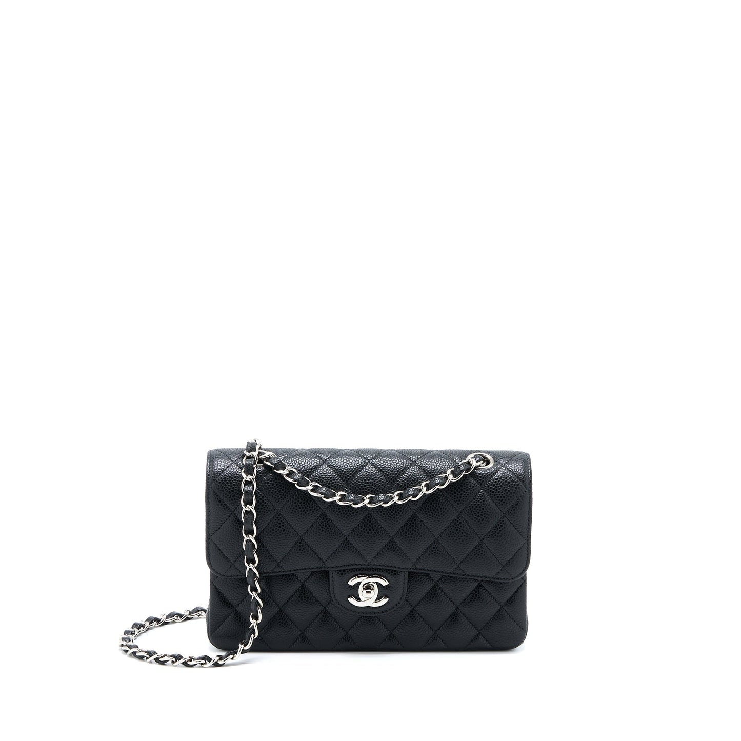 Chanel Small Classic Flap Bag Caviar Black SHW(Microchip)