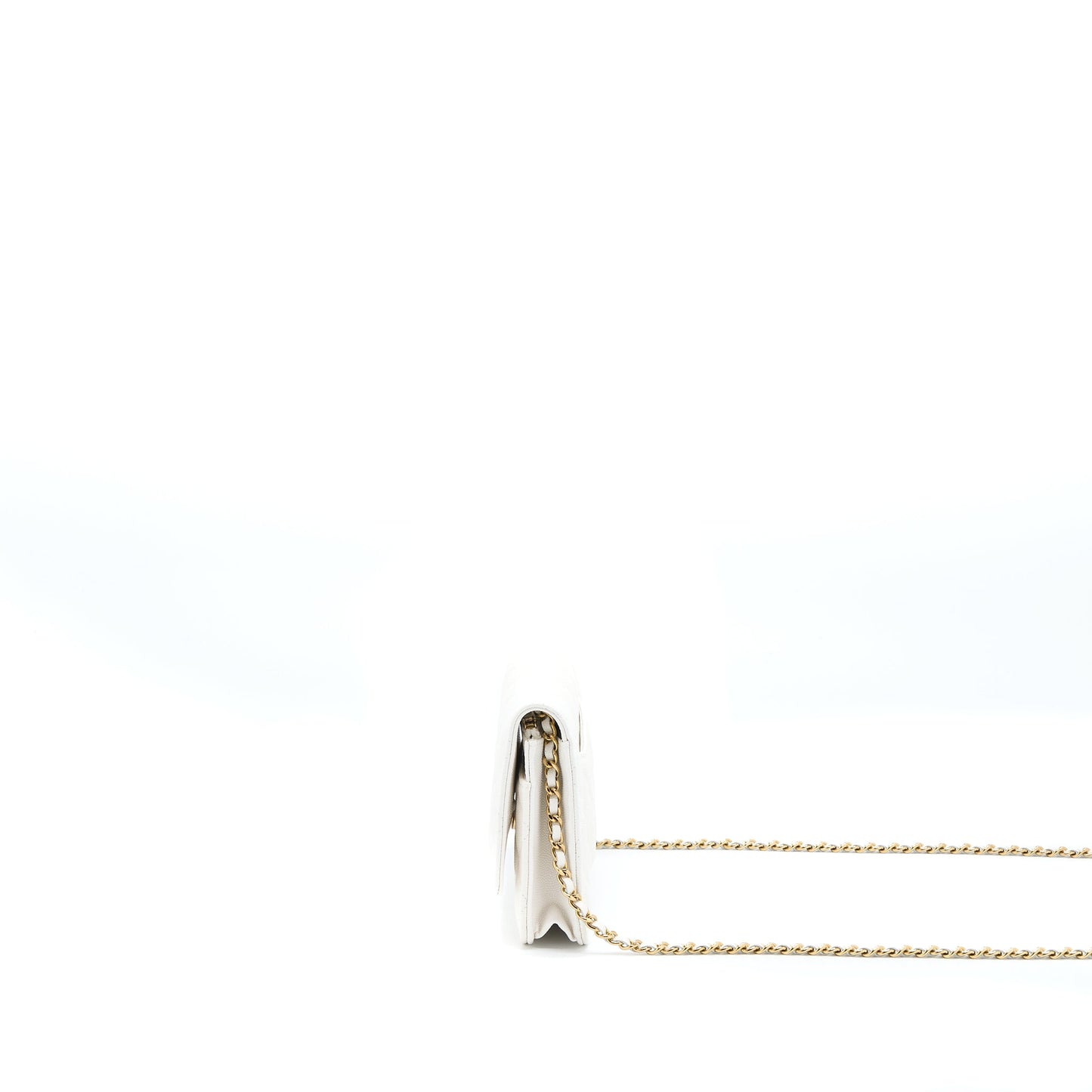 Chanel Classic Wallet On Chain Caviar White LGHW (Microchip)