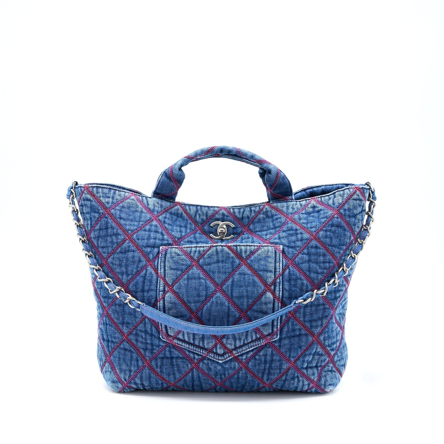 Chanel COCO Beach Denim Tote Bag SHW (Microchip)