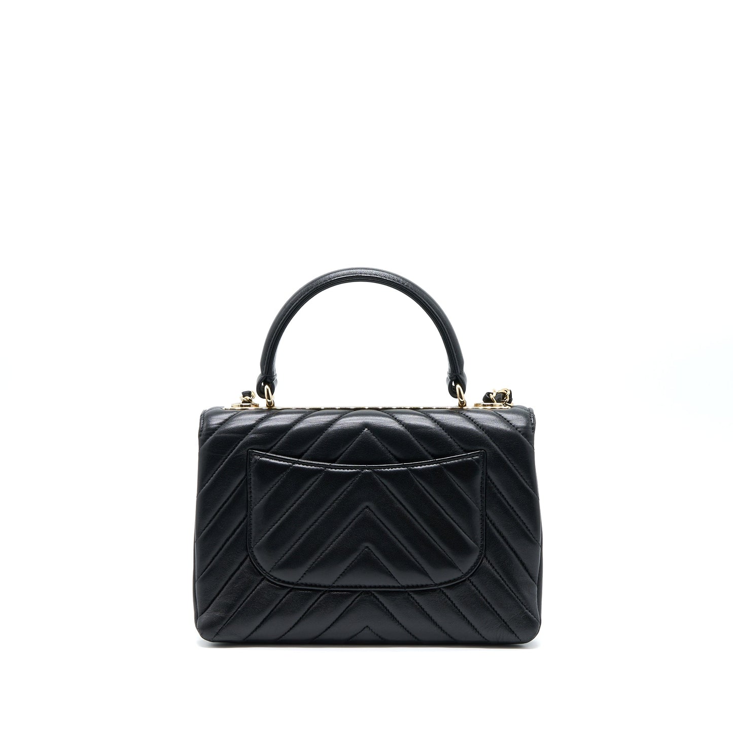 Chanel Chevron Trendy CC Top Handle Flap Bag Lambskin Black LGHW