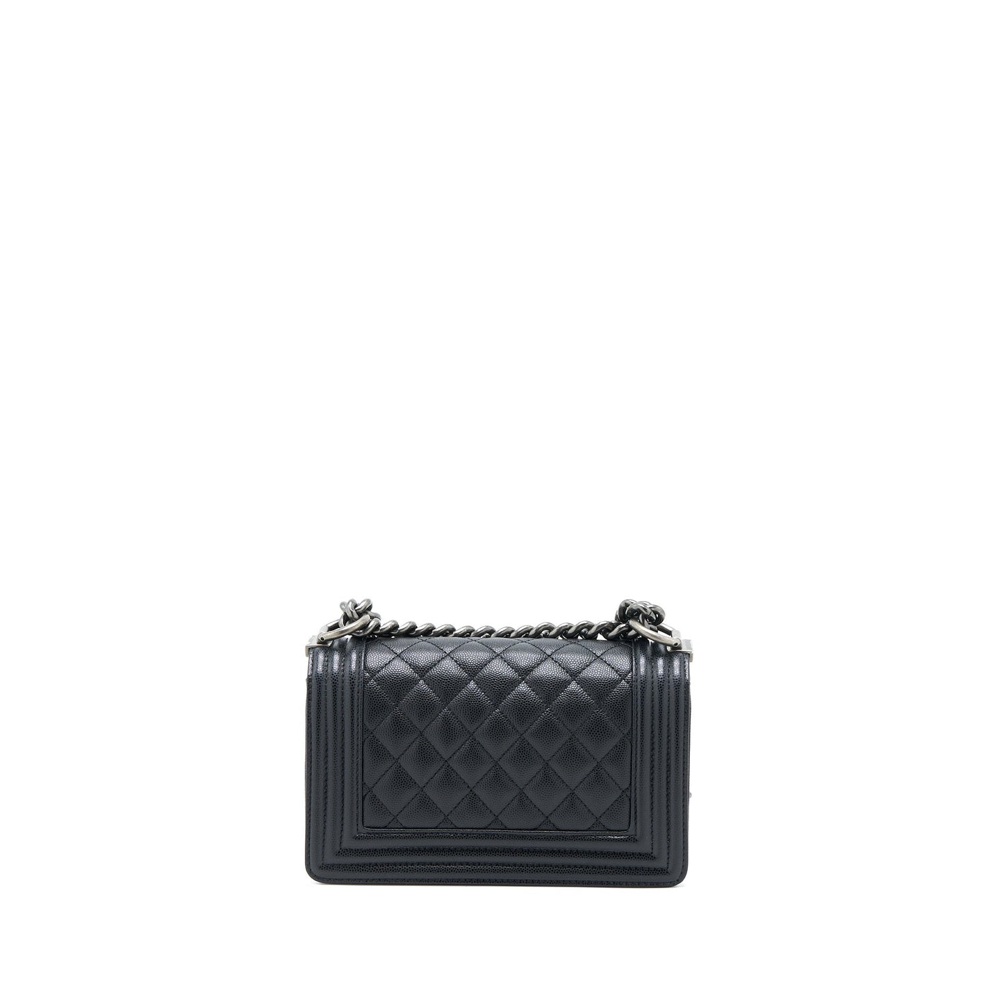 Chanel Small Boy Bag Caviar Black Ruthenium Hardware (Microchip)
