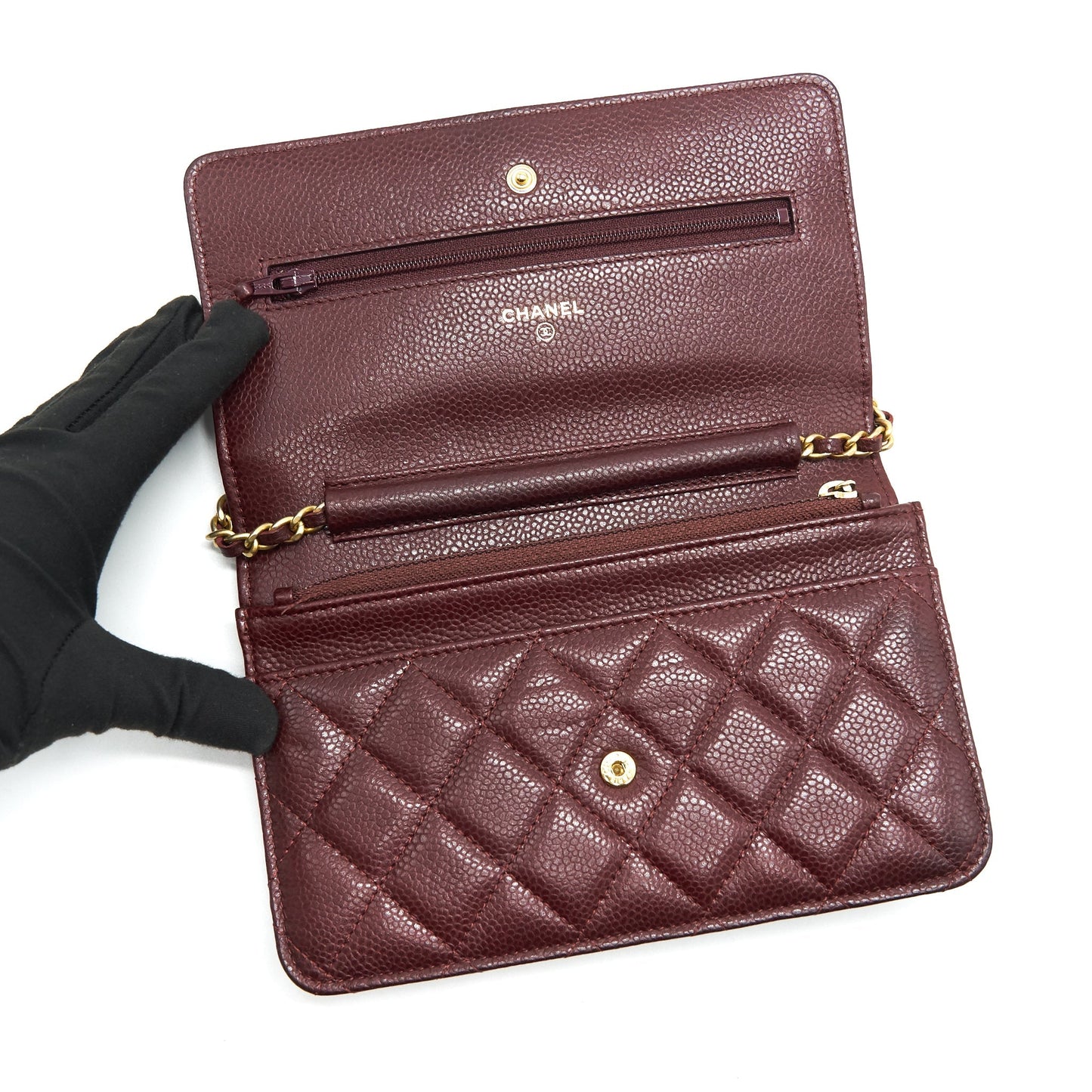 Chanel Burgundy Wallet on Chain Caviar GHW