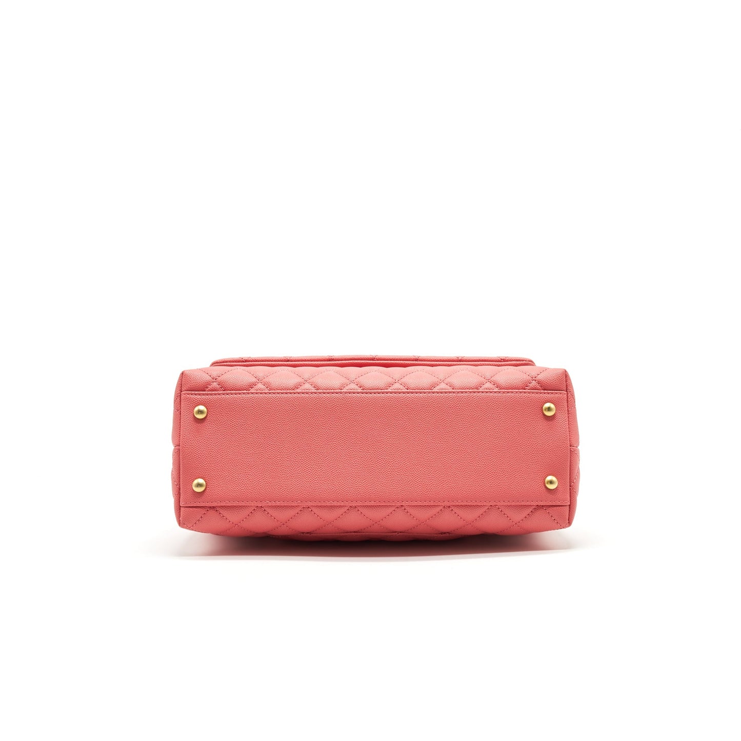 CHANEL SMALL COCO HANDLE FLAP BAG GRAINED CALFSKIN IN CORAL PINK GHW