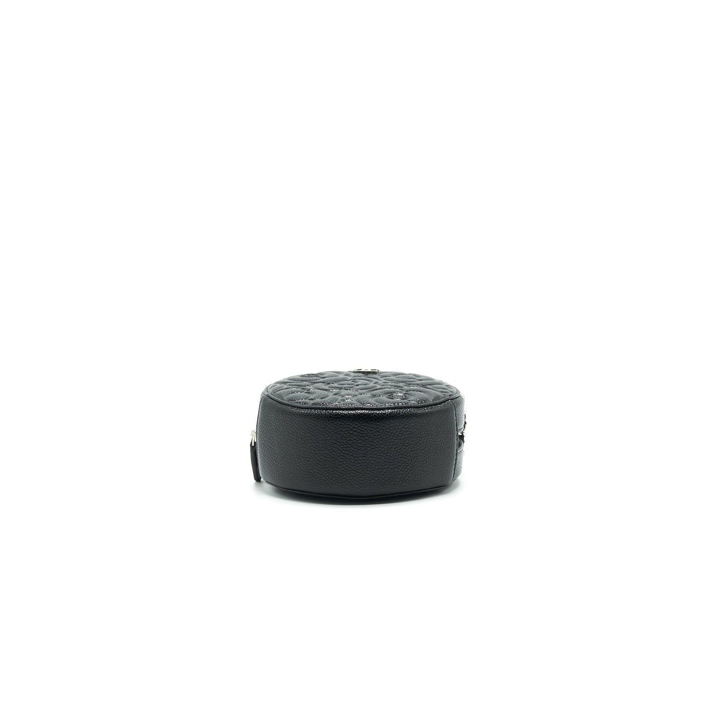 CHANEL Camellia Round Clutch With Chain Black