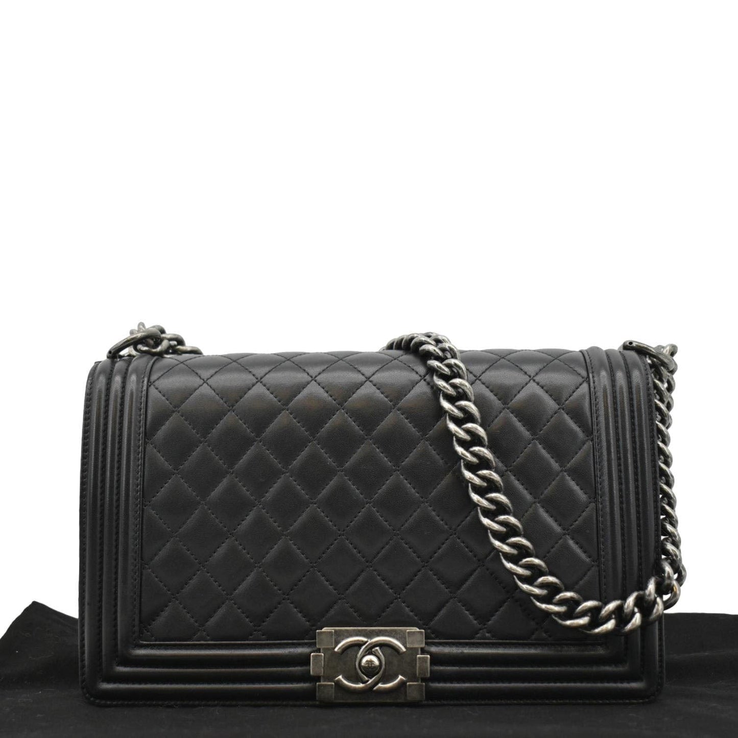 CHANEL Boy Flap Medium Quilted Leather Shoulder Bag Black