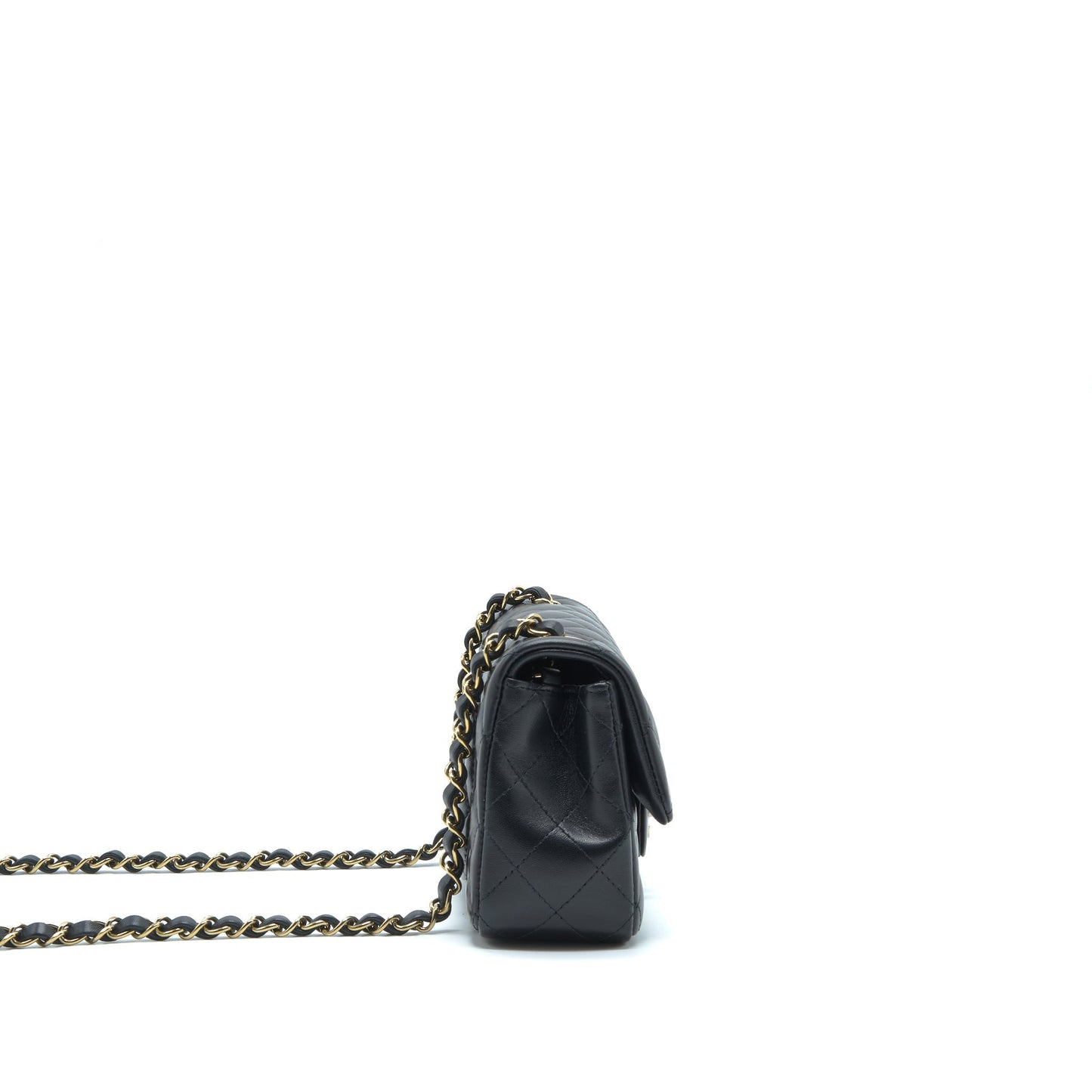 Chanel Mini Rectangular Flap Bag Lambskin Black LGHW(Microchip