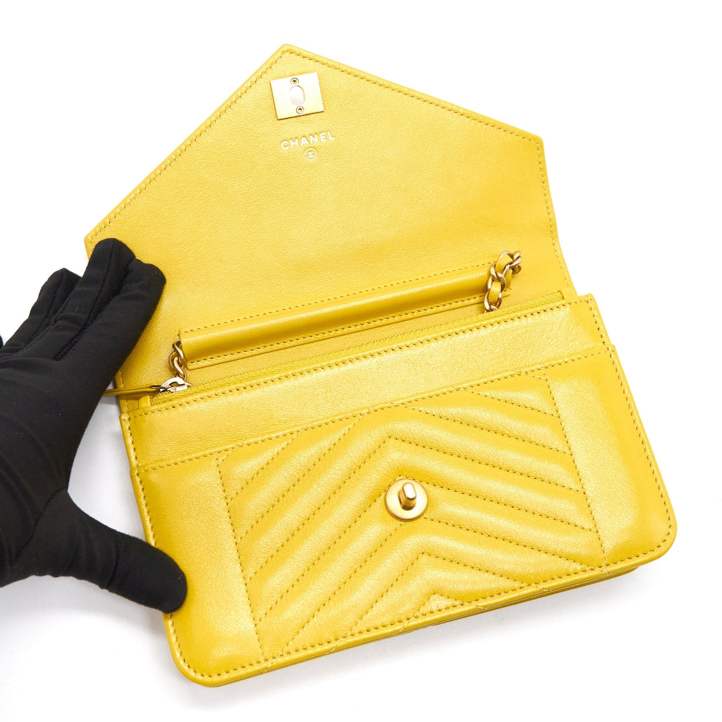 Chanel Seasonal Wallet On Chain Yellow