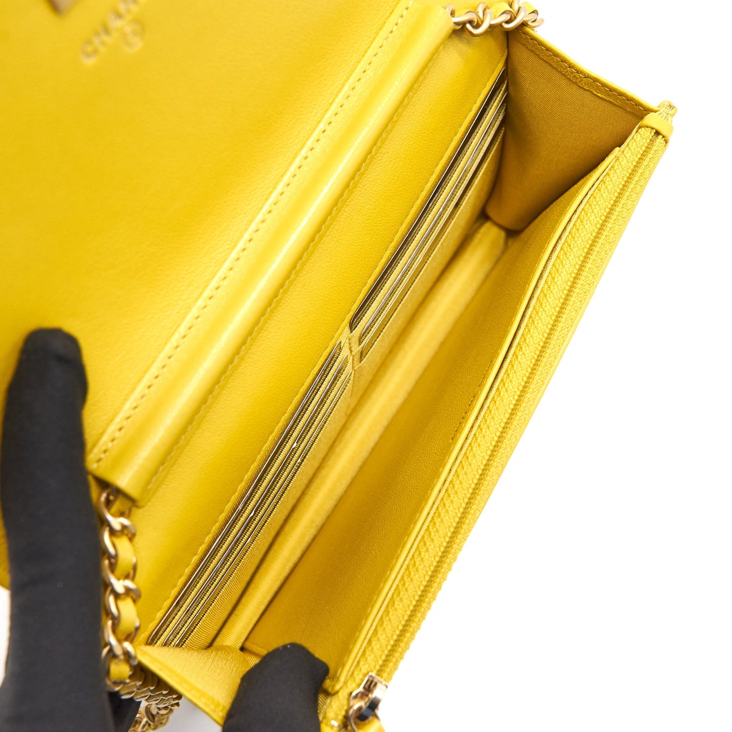 Chanel Seasonal Wallet On Chain Yellow