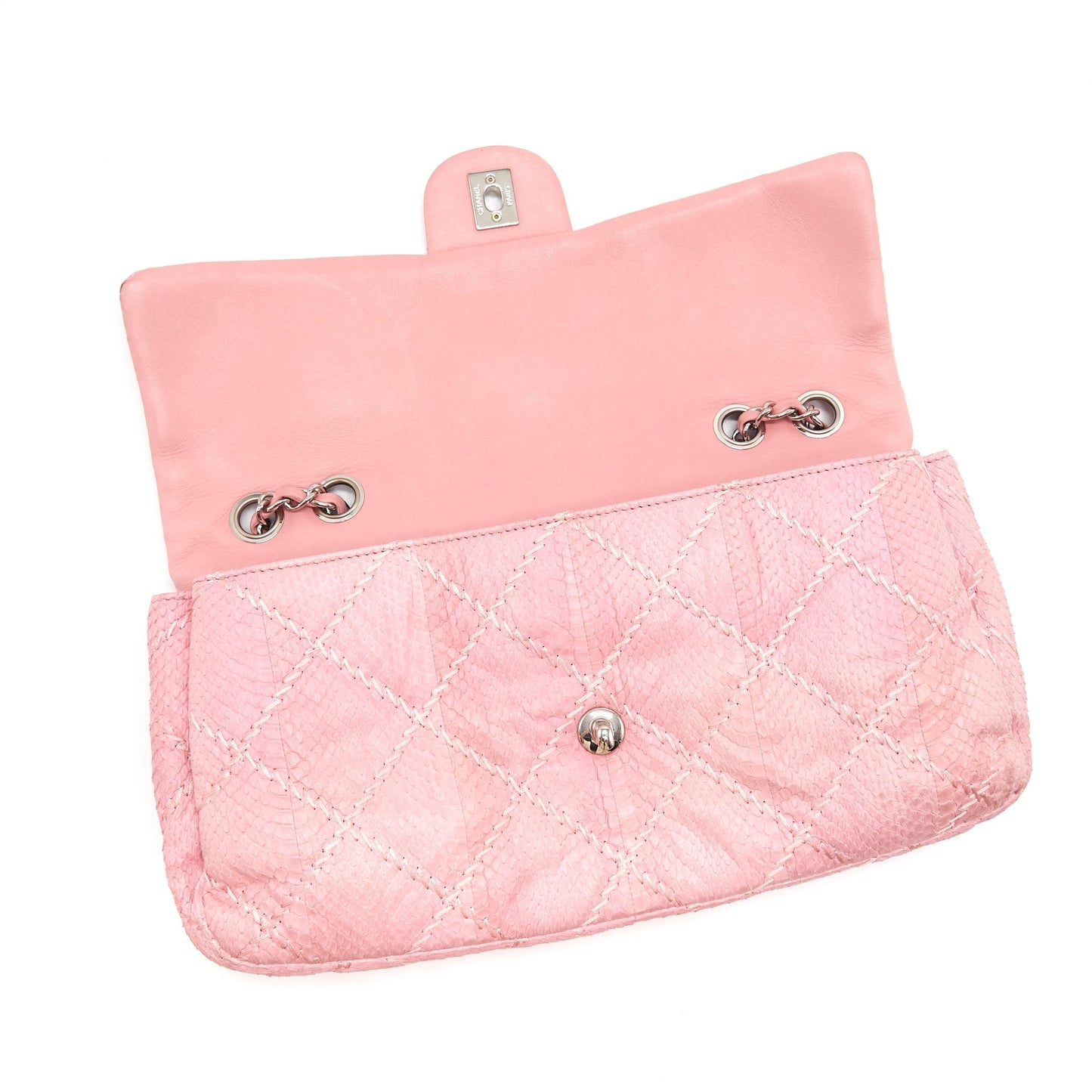 Chanel Python Skin Flap Bag Pink