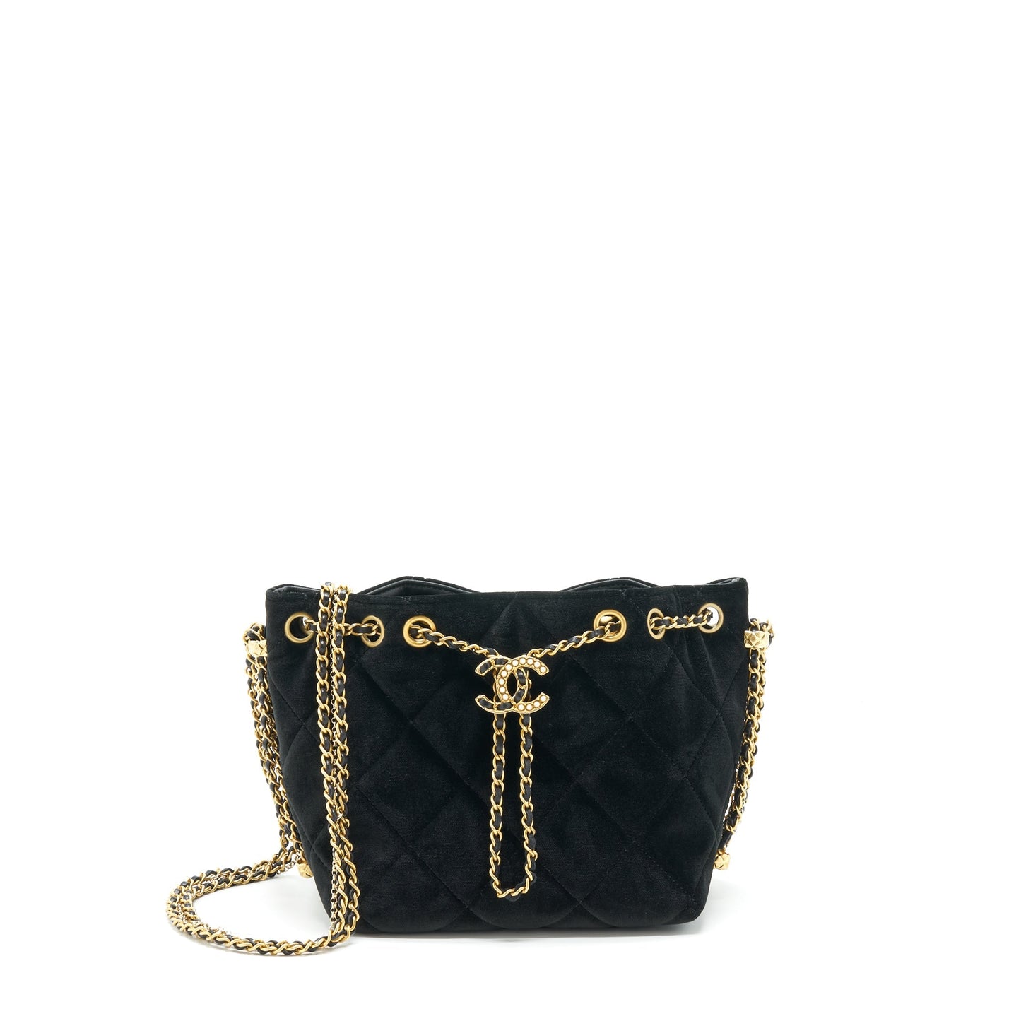 Chanel Bucket Bag Velvet Black GHW