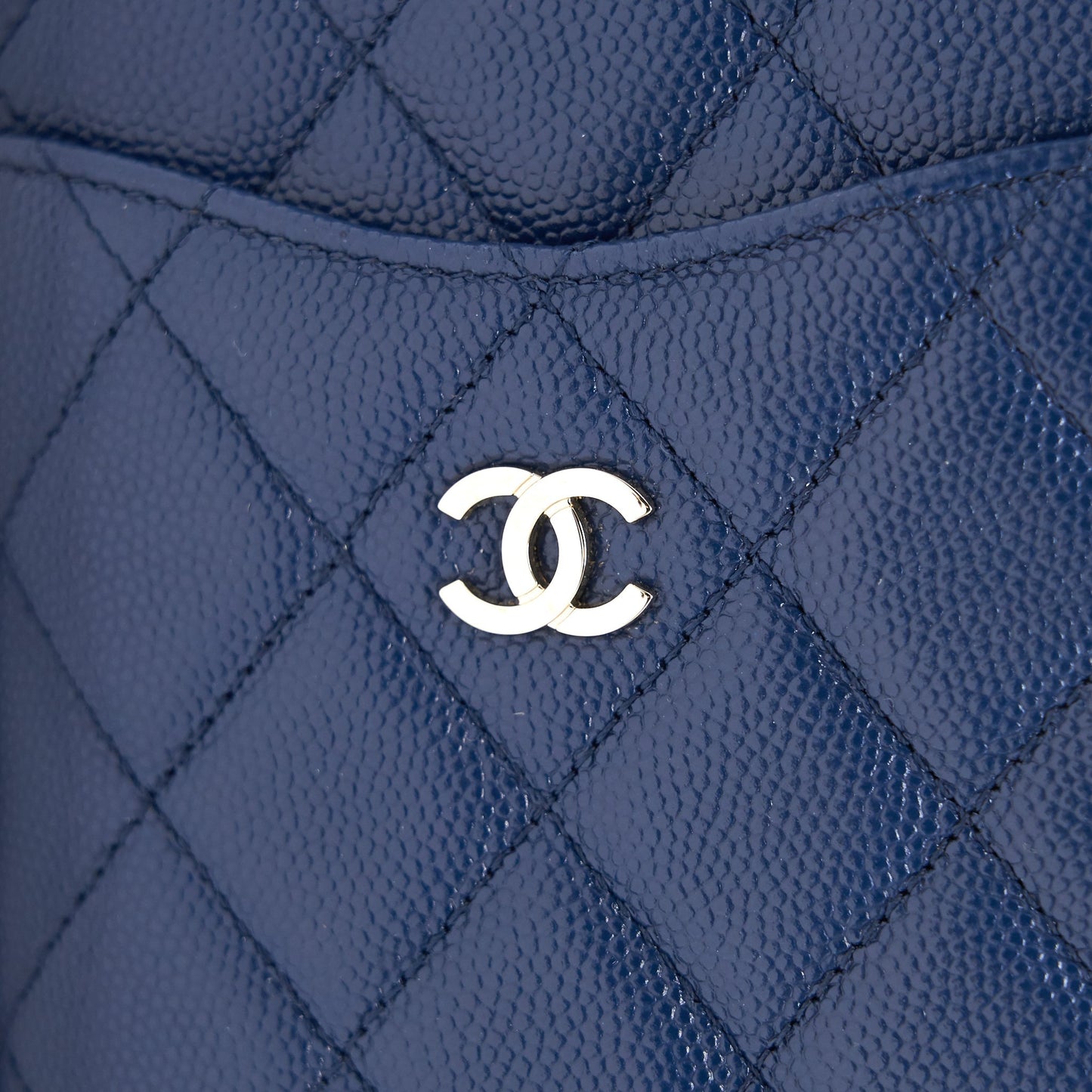 CHANEL PHONE POUCH CAVIAR NAVY BLUE