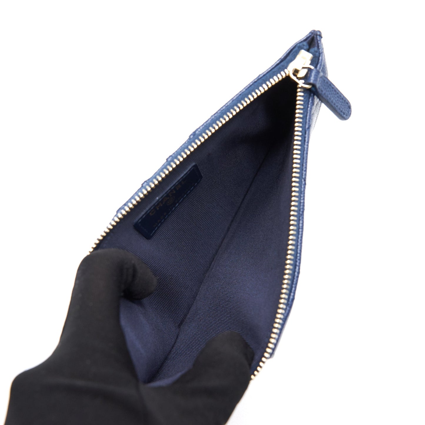CHANEL PHONE POUCH CAVIAR NAVY BLUE