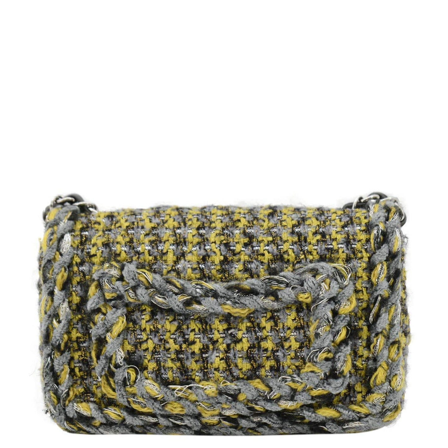 CHANEL Braided Charms Tweed Small Flap Crossbody Bag Multicolor